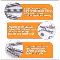 Vista 4 de Tornillos de máquina 4#-40 Phillips Cross Tornillo 260 piezas 304 Acero inoxidable Phillips Cabeza plana Tornillos de máquina Tuercas Hilo completo