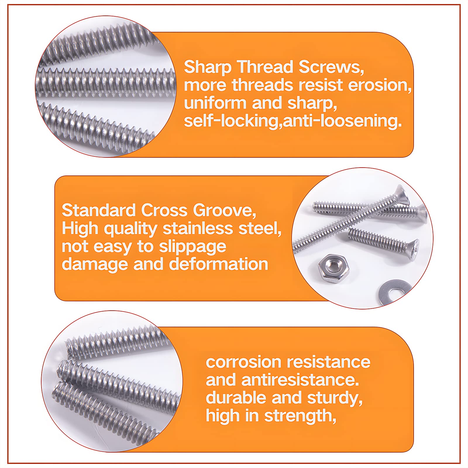 METALLIXITY 3/8-16x5" Hex Bolt Kit – Stainless Steel Screws, Nuts, Washers (5 Sets) For Home & Equipment