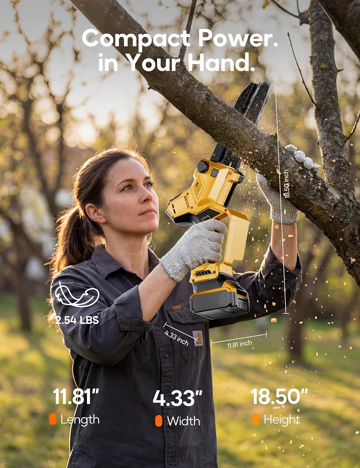 DeForce 8" Cordless Mini Chainsaw, for DeWalt 20V Battery, Brushless Chainsaw for Tree Trimming Wood Cutting, Handheld Electric Power Chain Saw with Auto Oiler, Auto-Tension(Bare Tool Only)