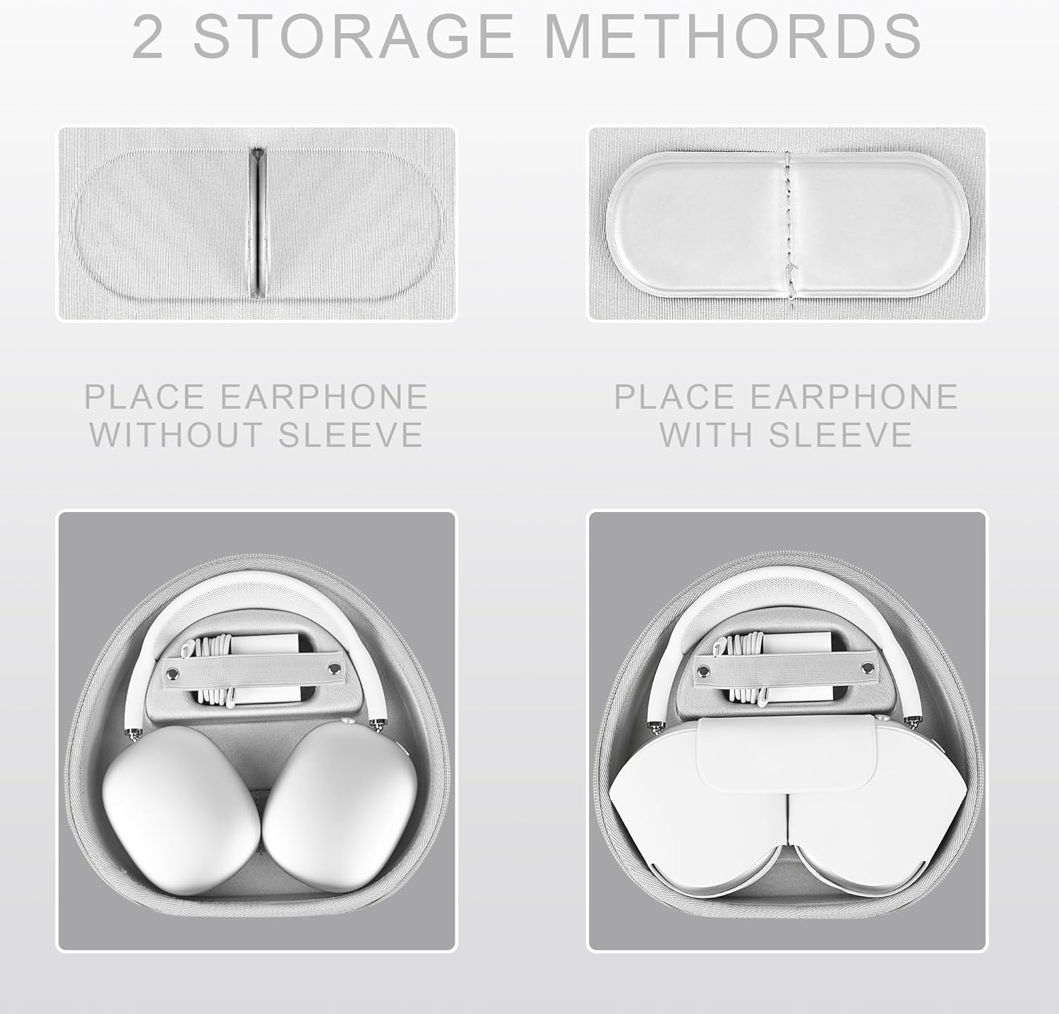 Headphone Case for AirPods Max Hard Portable Over Ear Headphone Carrying Case, Wireless Headphone Storage Protective Case for Travel Home (Silver) - Image 4