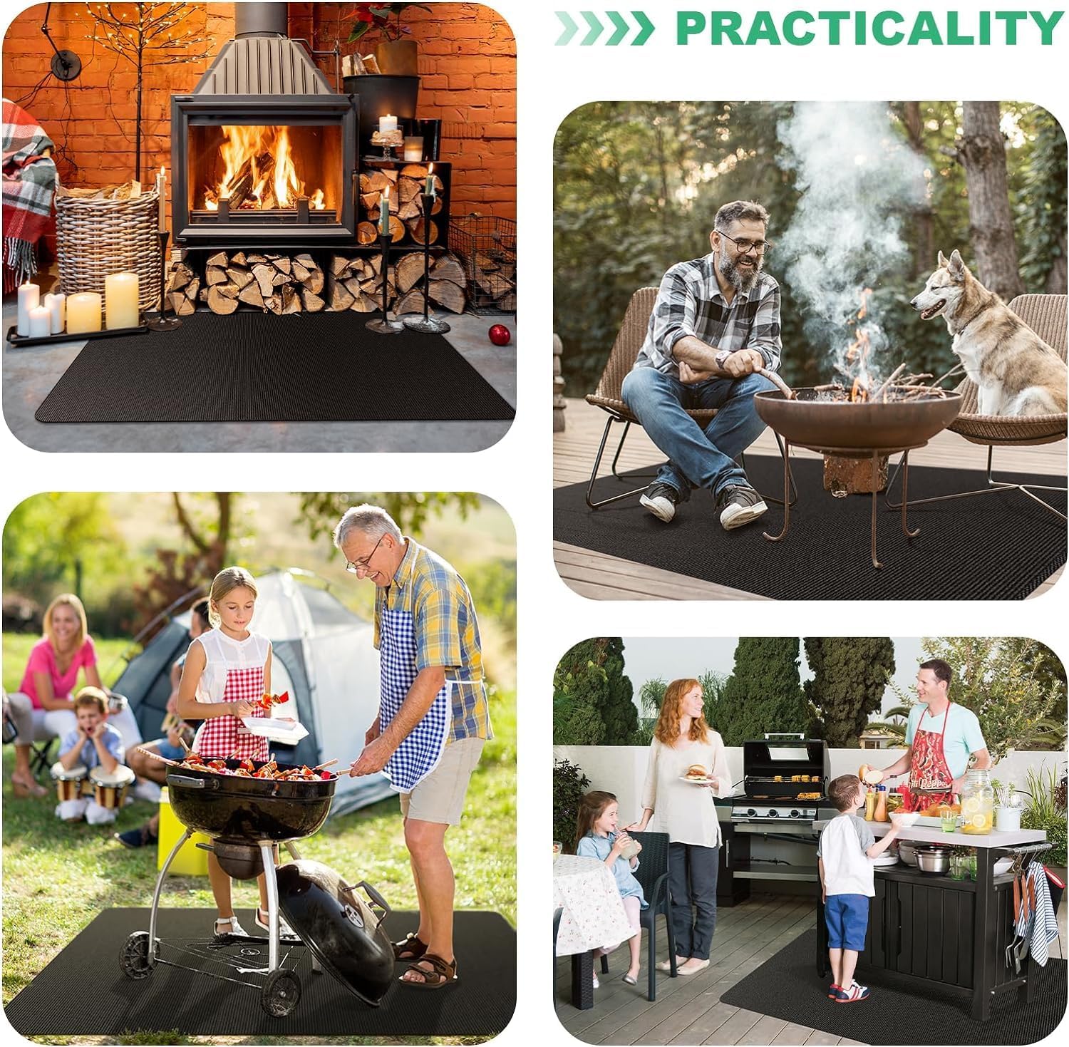 TAOMAND Large 90 x 52 inches Under Grill Mats for Outdoor Grill | Double-Sided Fireproof | Waterproof | Oil-Proof | Easy to Clean | Indoor Fireplace/Fire Pit Mat | Quality BBQ Mat for Deck Patio