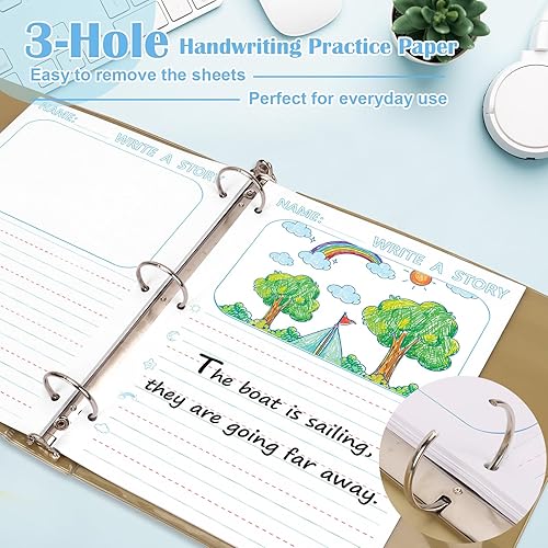 Miniatura 3 de 50 hojas de papel de escritura de historias de 8.5 x 11 pulgadas para niños, papel de dibujo y escritura de hojas sueltas de 34 pulgadas de regla