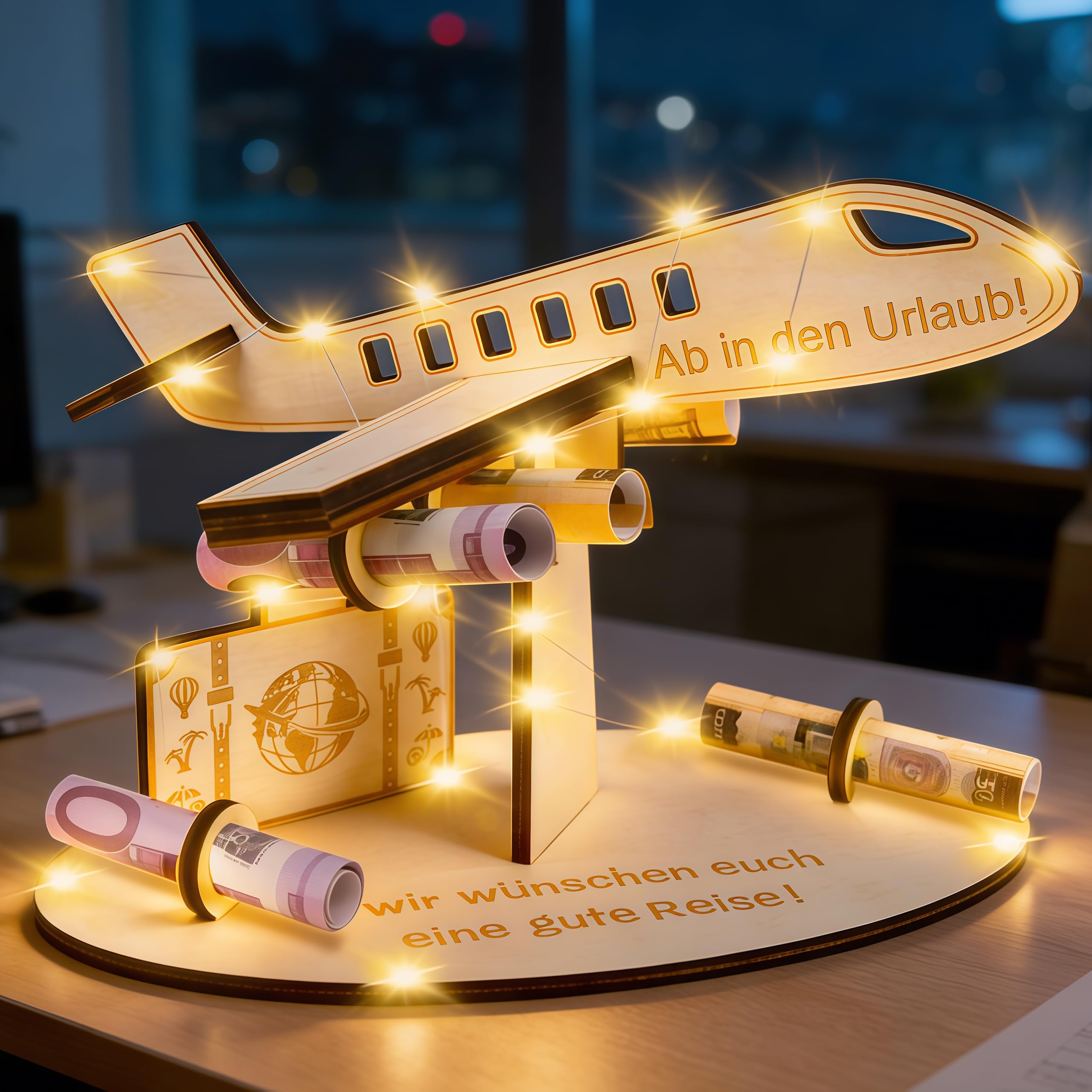 Geldgeschenk Reise und Geburtstag, Reisekasse Geschenk, Holz Flugzeug Geldgeschenk Reise, Reisekasse Geschenke für Frauen und Männer