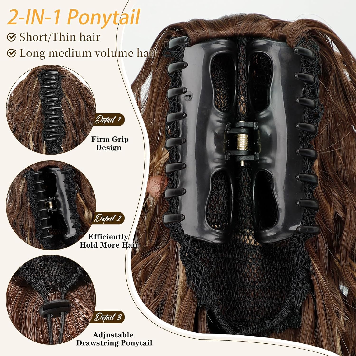 PORSMEER Claw Ponytail Hair Extension 30 inches - Image 2