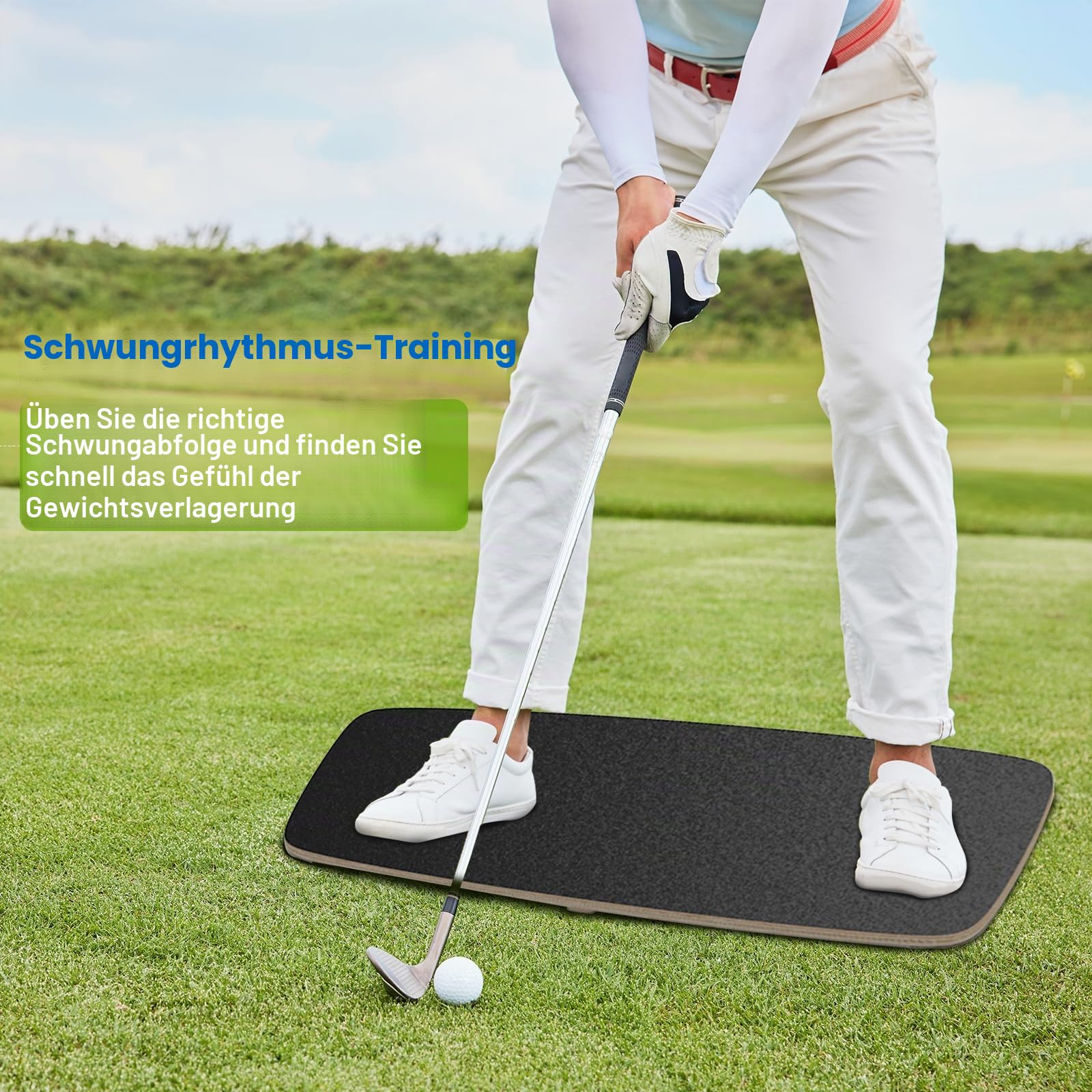 Golf Balance Board, 1,8 cm Dick, 150 kg Tragkraft, Holz-Verbundmaterial mit Sandpapier-Oberfläche, akustisches Signal, Balancebrett Golf Trainer