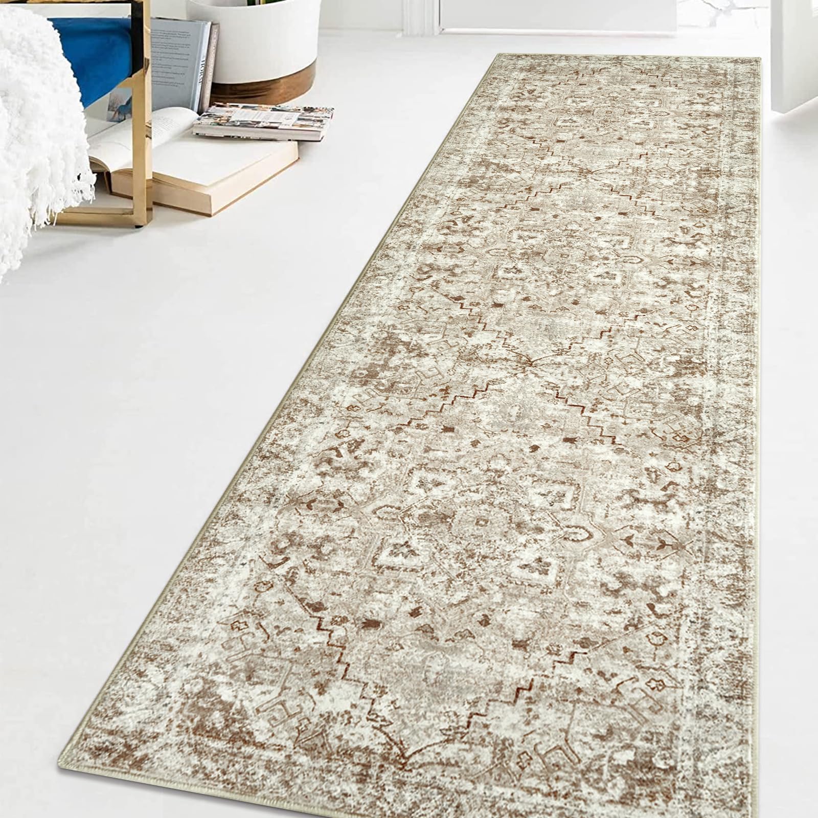 Famibay Hallway Runner 50x150cm Kitchen Rug Non Slip Washable Runner Rugs for Hallway Boho Vintage Hall Runners Carpet for Kitchen Floor Entryway Corridor Bedroom — image 1