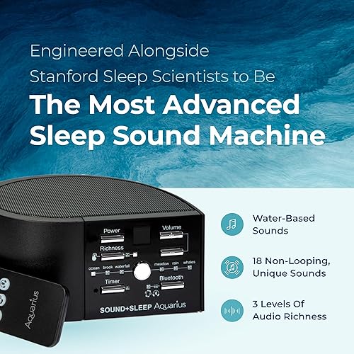 Miniatura 2 de Sound+Sleep Aquarius Aquatic - Máquina de dormir portátil sin bucle y altavoz Bluetooth con 18 sonidos de agua relajantes y temporizador de sueño,