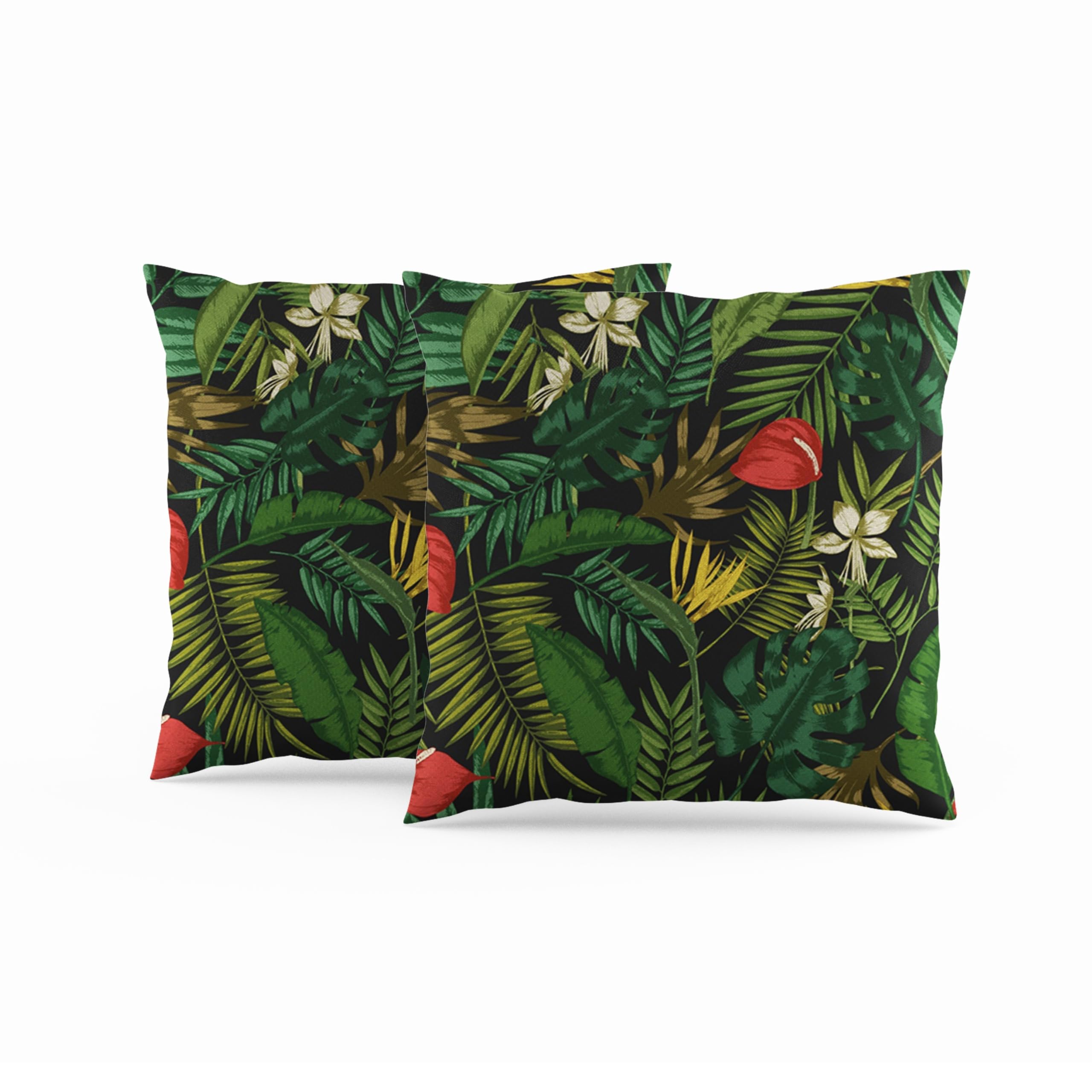 ggaimwf Pack of 2 Cushion Covers Jungle Leaf Tropical Leaves Forest Linen Look Throw Pillow Covers Leaf for Men Women Kids Sofa Floor Couch Bedroom Living Room Bench Seat Home Decorative 40x40cm