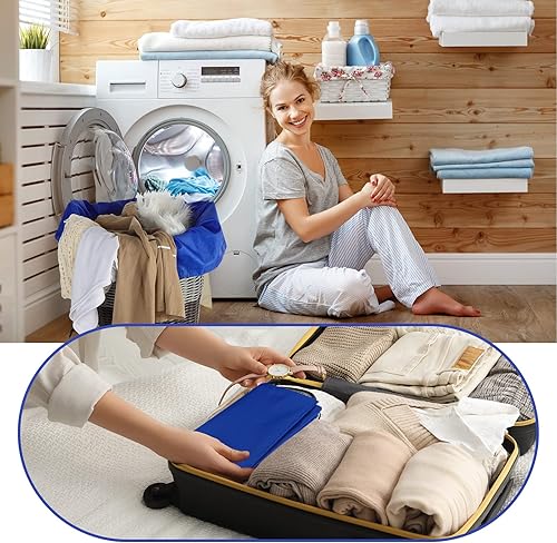 Miniatura 7 de Woanger Paquete de 12 bolsas de lavandería extragrandes de 28 x 45 pulgadas, lavables a granel, bolsa de lavandería de viaje con cierre de cordón,