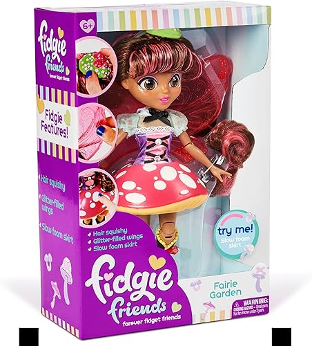 Miniatura 3 de Sunny Days Entertainment Fidgie Friends Fairie Garden, muñeca de moda con alas de mariposa con características para ansiedad