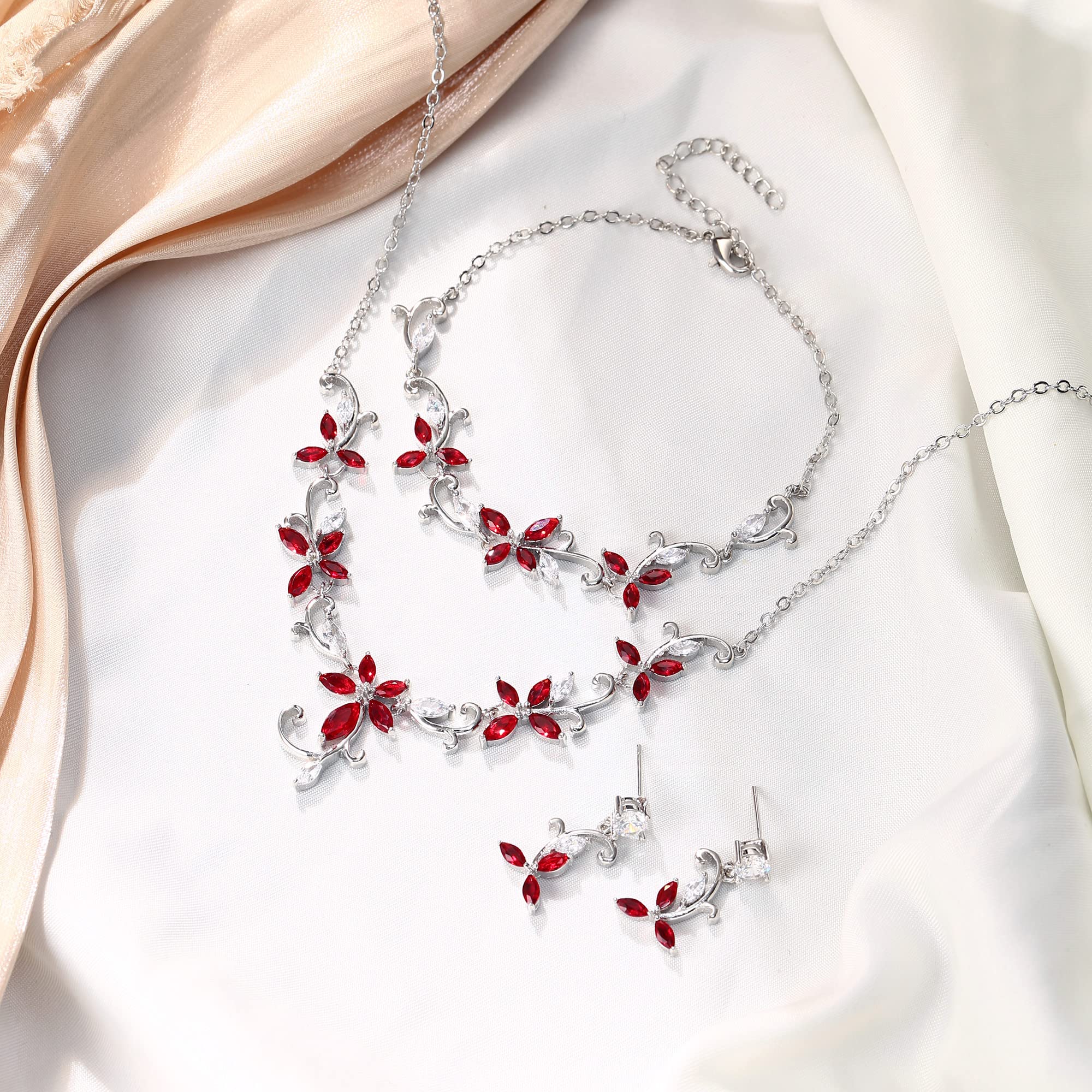 Juegos de Joyas de Mujer Conjunto de Joyería Nupcial en Forma de Marquesa CZ Collar Llamativo Pendientes de Pulsera