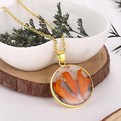 Miniatura 66 de Forget-Me-Not and Queen Anne's Lace Pressed Wildflower Necklace Birth Month Real Flower Necklace Gold/Silver Pressed Flower Jewelry