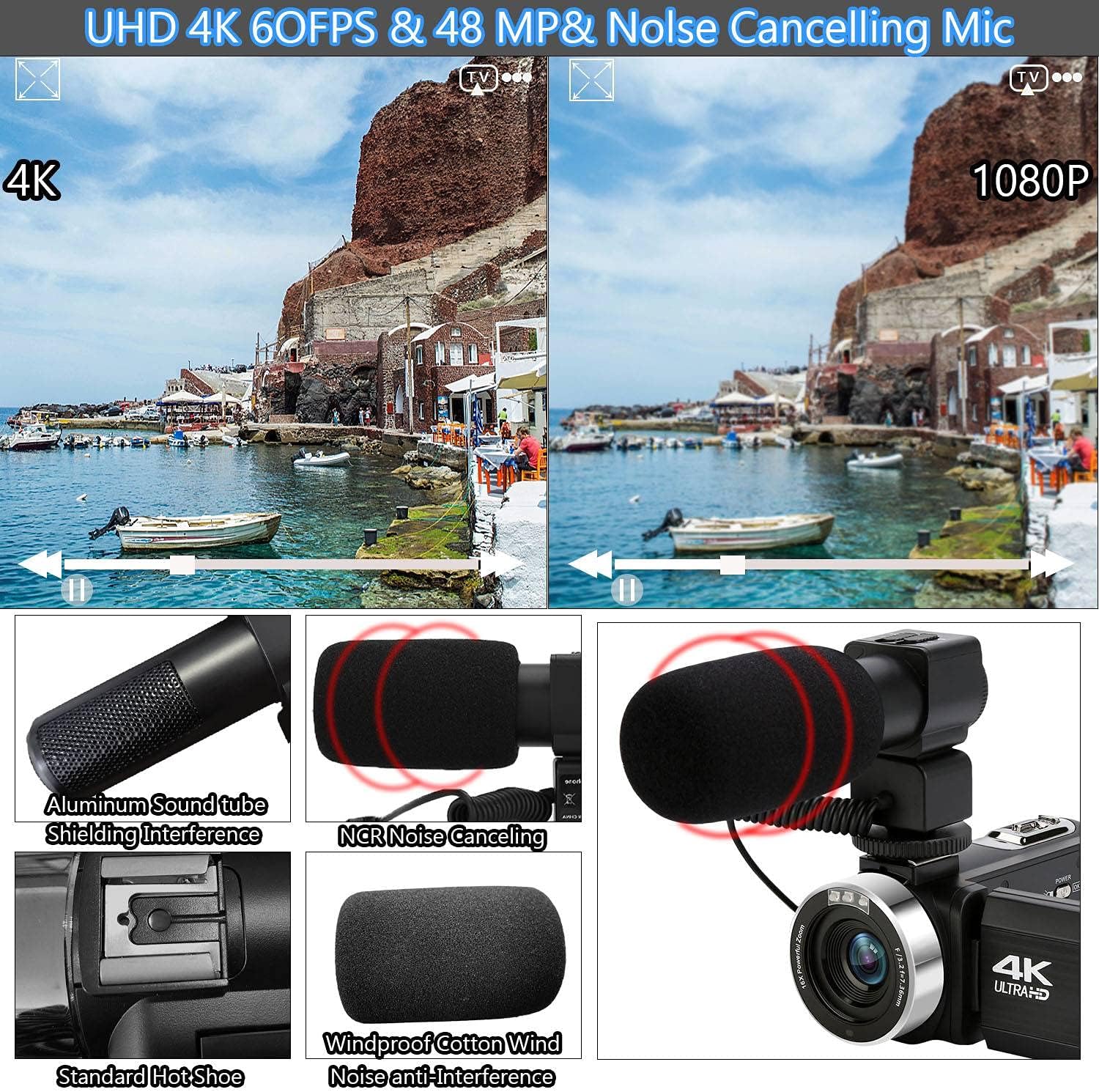 Review Discount VETEK 4K Video Camera Camcorder, 48MP 18X Digital Zoom Camera for YouTube, WiFi IR Night Vision 3.0 inch Touch Screen Vlog Camera, with External Microphone, Lens Hood, Stabilizer, Fill Light Exclusive Discount 70% Price VETEK 4K Video Camera Camcorder, 48MP 18X Digital Zoom Camera for YouTube, WiFi IR Night Vision 3.0 inch Touch Screen Vlog Camera, with External Microphone, Lens Hood, Stabilizer, Fill Light