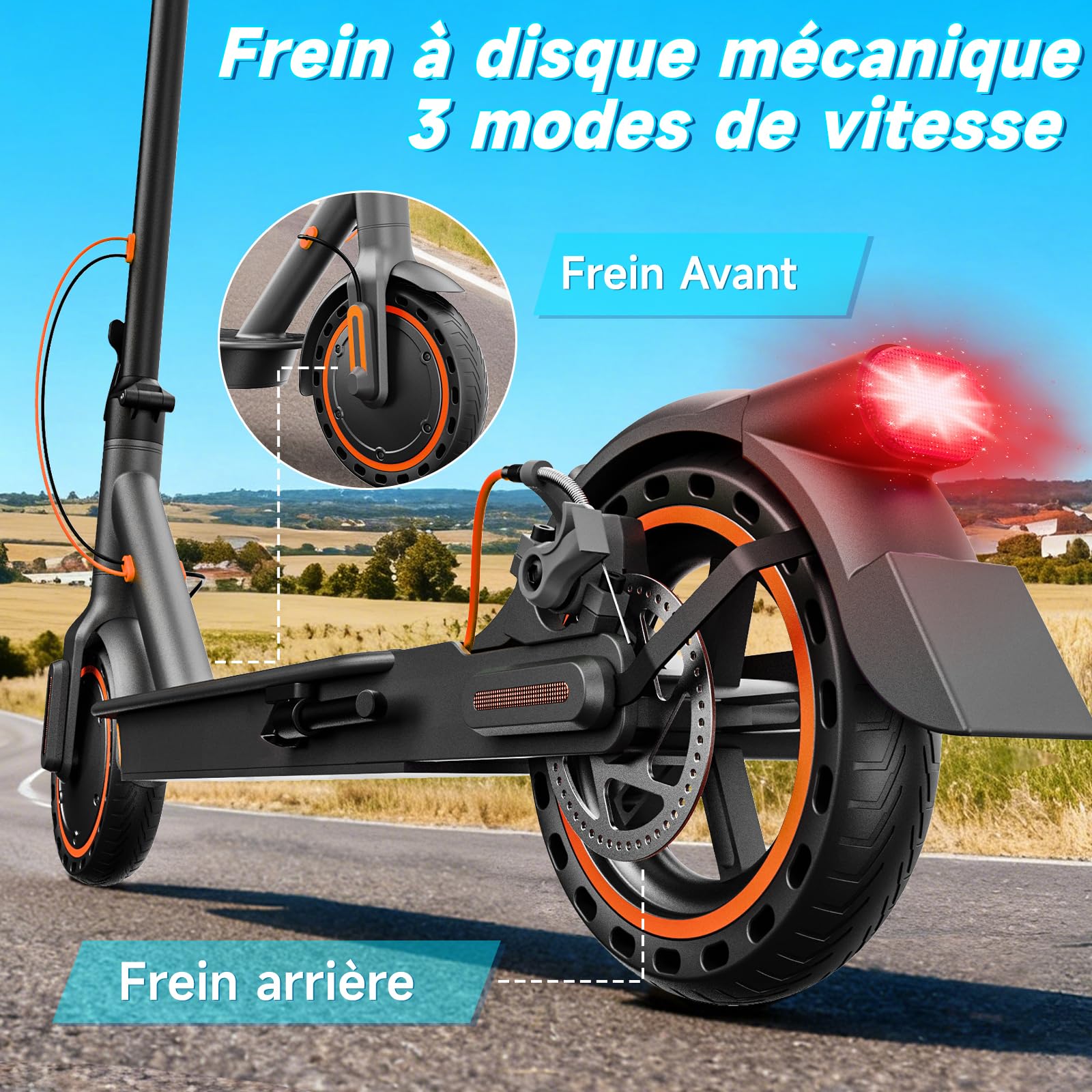 Trottinette Électrique Adulte Légère Amortisseur Avant 35KM APP | Moteur crête 650W, 36V 7.8Ah, charge 130kg, poids 12kg, pneus pleins alvéolés increvables, double freinage