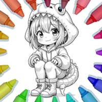 Dino Hoodie Girl Coloring Book