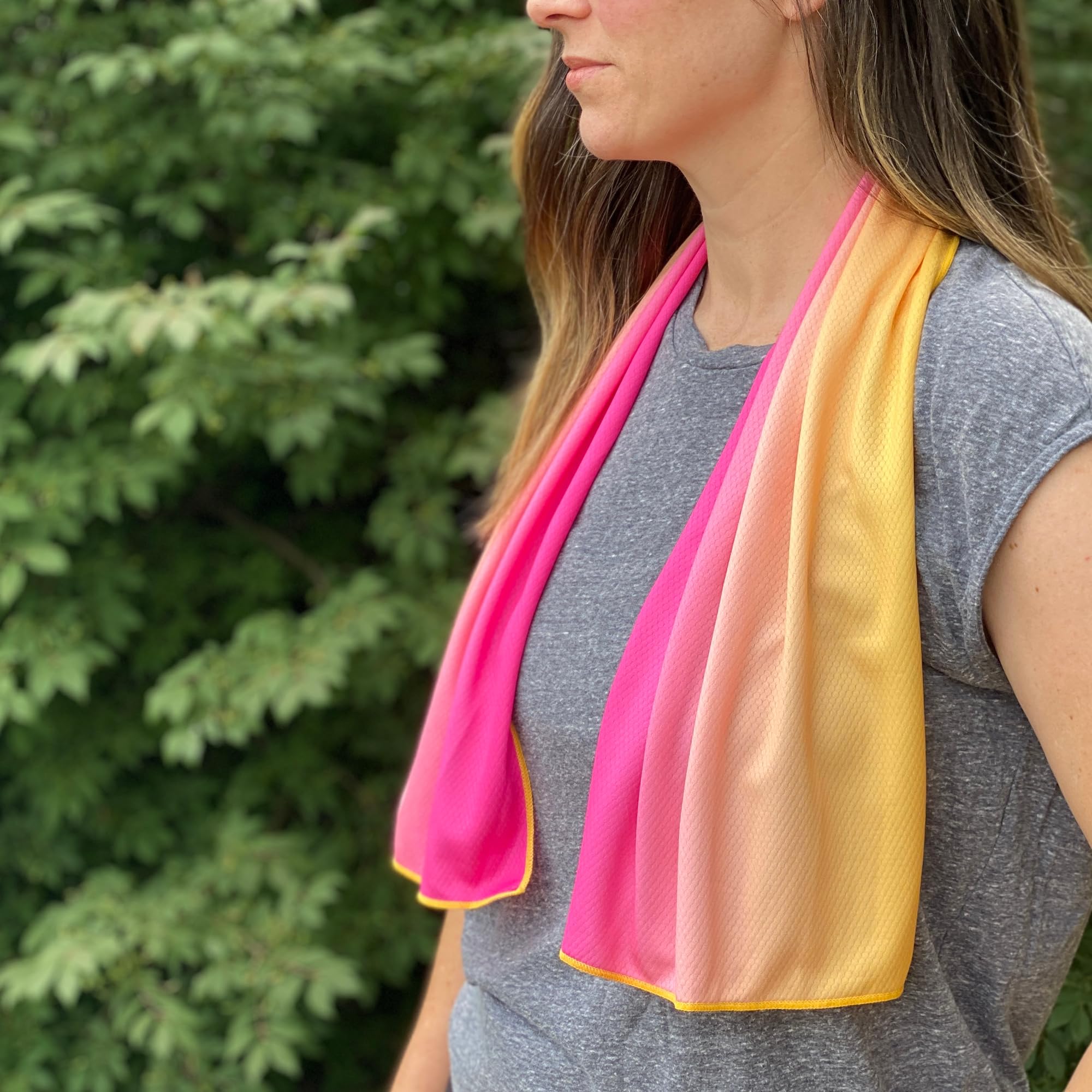 SHAKEitCOOL Extended Size Cooling Towel – Be Cool in Style - Heat Relief, Soft, Lightweight, Sun Protection, Easy Clean - Perfect for Biking, Hiking,