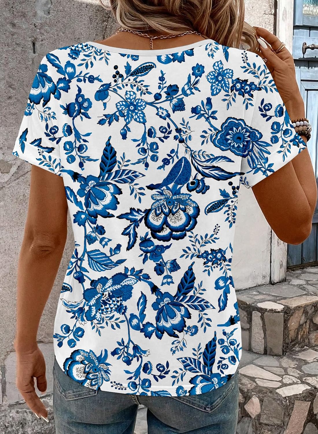 LOLONG Womens Short Sleeve V Neck T Shirts Summer Cut Out Casual Basic Work Tee Tops - Image 5