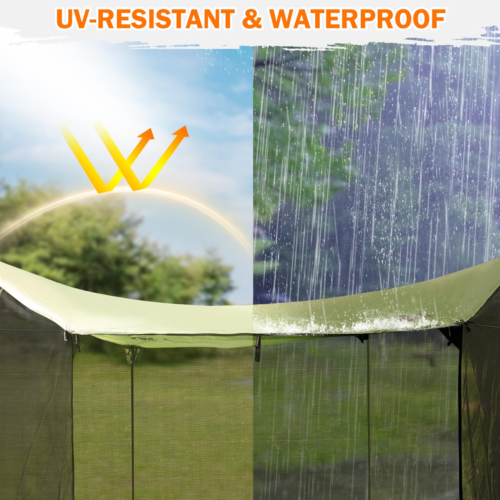 Tarp Wasserdicht mit Moskitonetz Outdoor, 3x5m Mckennetz Camping Shelter  Tarp Ultraleicht mit Reiverschluss Eingang, Heringe, Spannseilen fr  Hngematten Garten, Park, Terrasse, Picknick, Wander : Amazon.de: Sonstiges