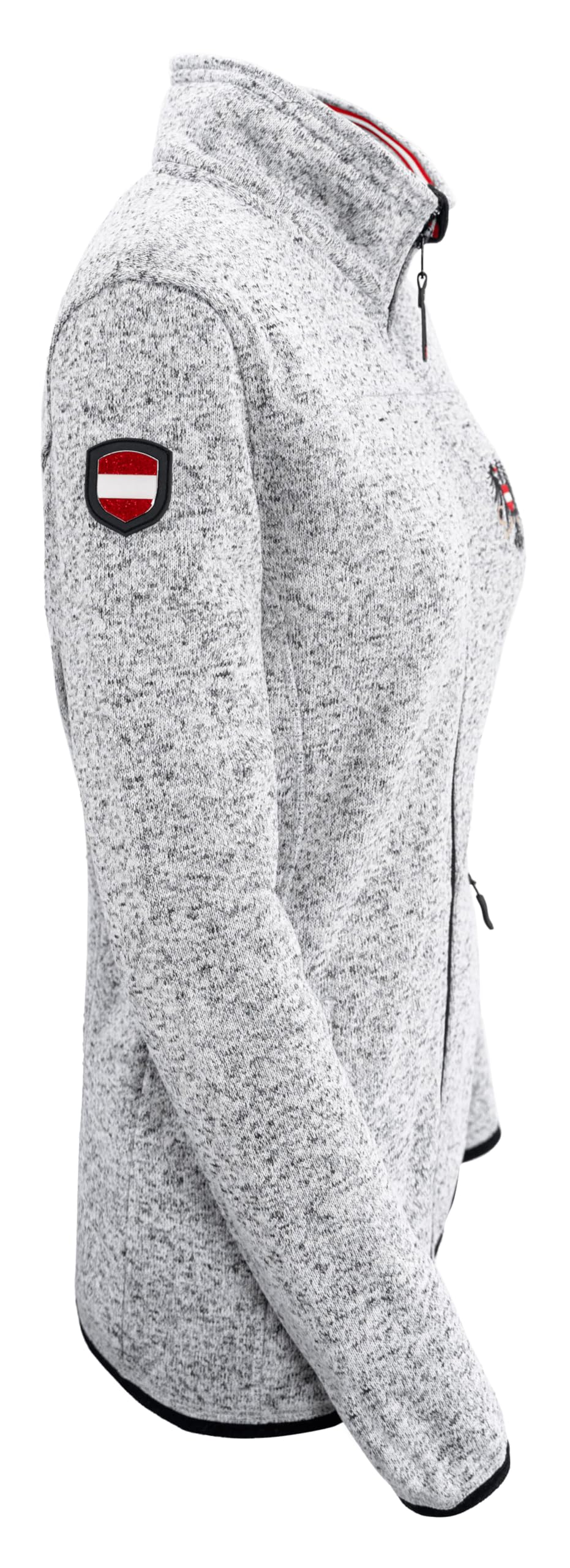 Hoamatkult Österreich Kultjacke ohne Kapuze Damen - das Original - Österreich Adler Strickfleece Jacke - Jacke mit Österreich Adler Stick - Glitzer Edition