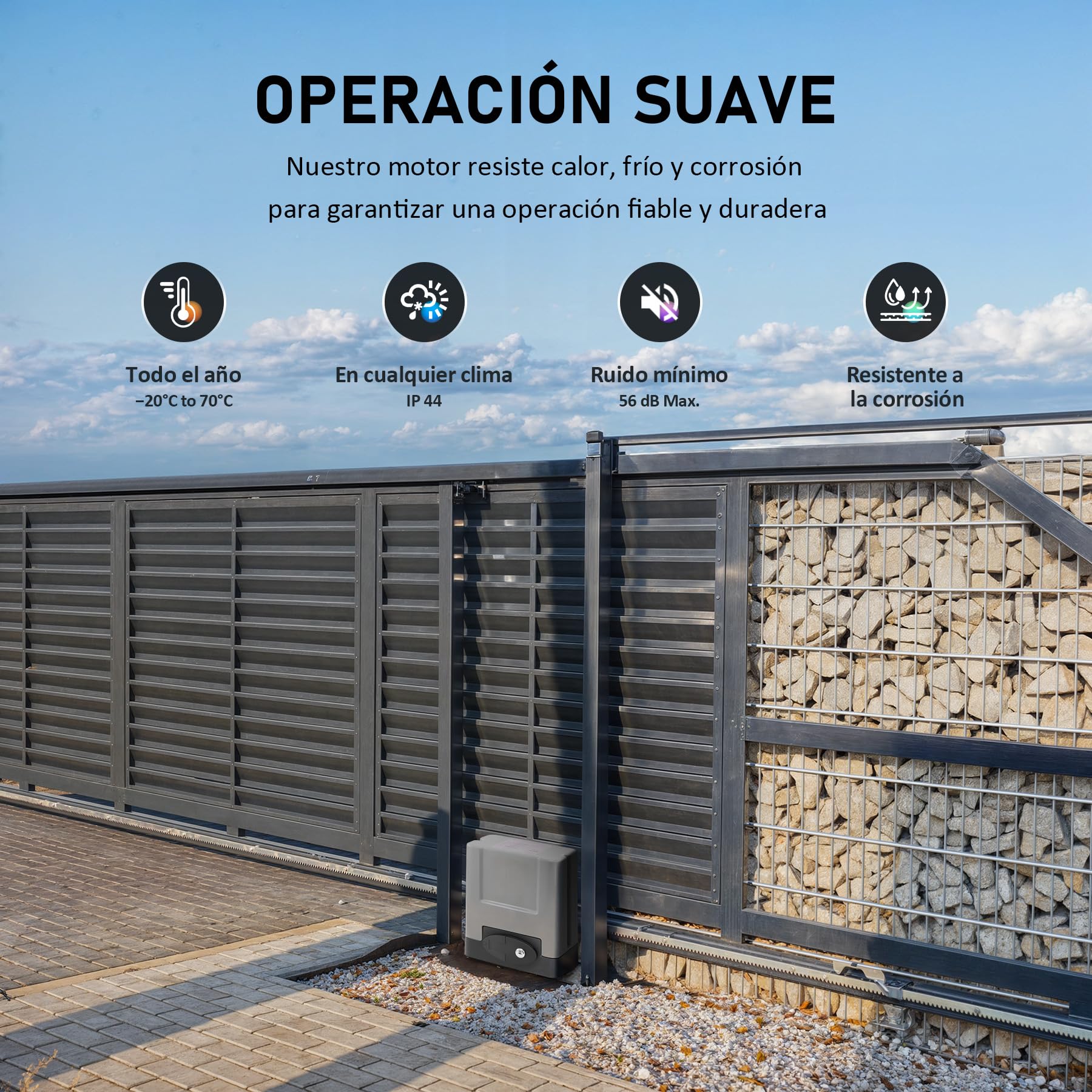 CO-Z 200W Motor para Puerta Corredera Capacidad 600KG Abridor de Puerta Corredera con Cremallera de Acero y Control Remoto