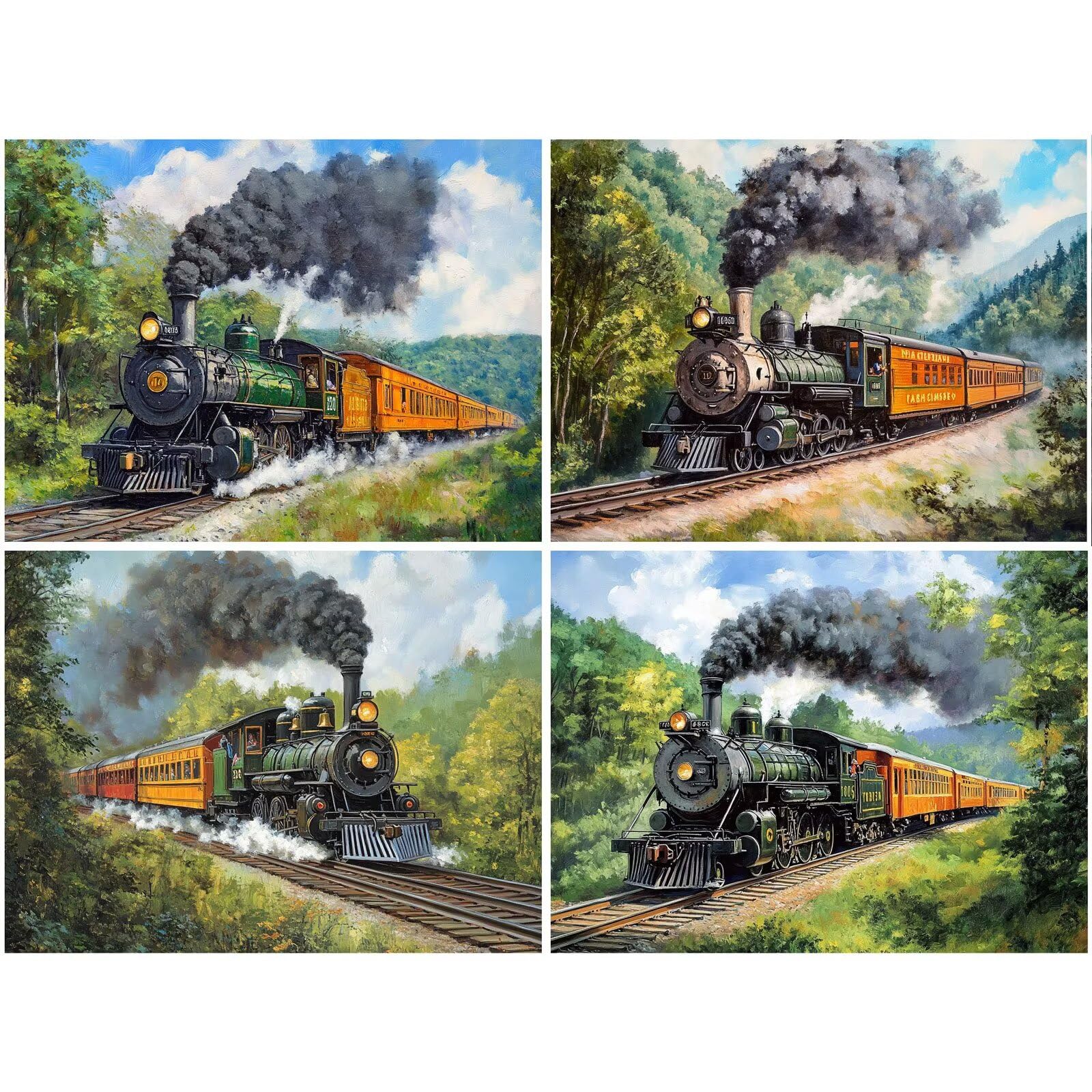 Malarstwo diamentowe retro 120 x 100 cm kwadratowy obraz diamentowy 4 sztuki 2026 nowy zestaw do malowania diamentami 5D z akcesoriami, prezenty świąteczne, dekoracje świąteczne i noworoczne i