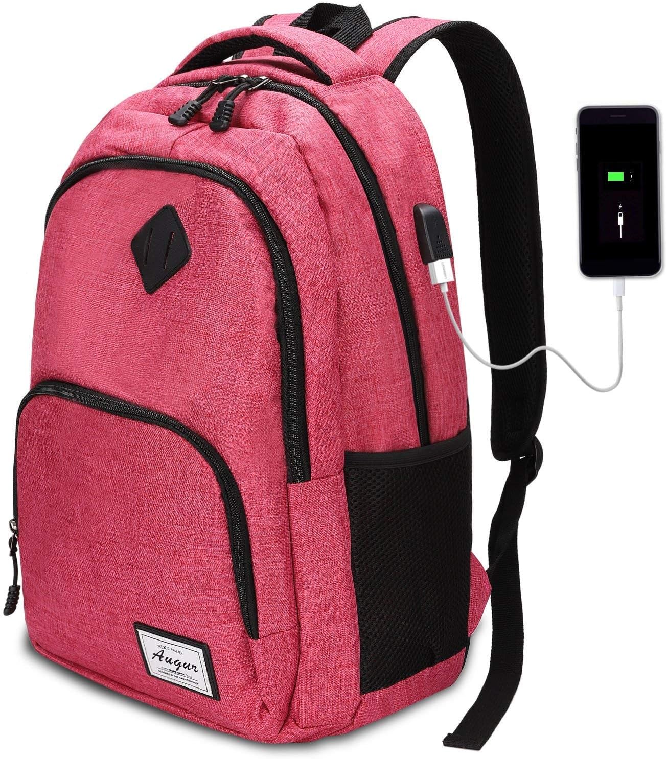 Oberhoffe Laptop Backpack Travel Backpack with USB Charging Port Anti Thief/Water Resistant College Bookbag for Women Men Business Backpack Fit 15.6 inch Notebook (Pink)