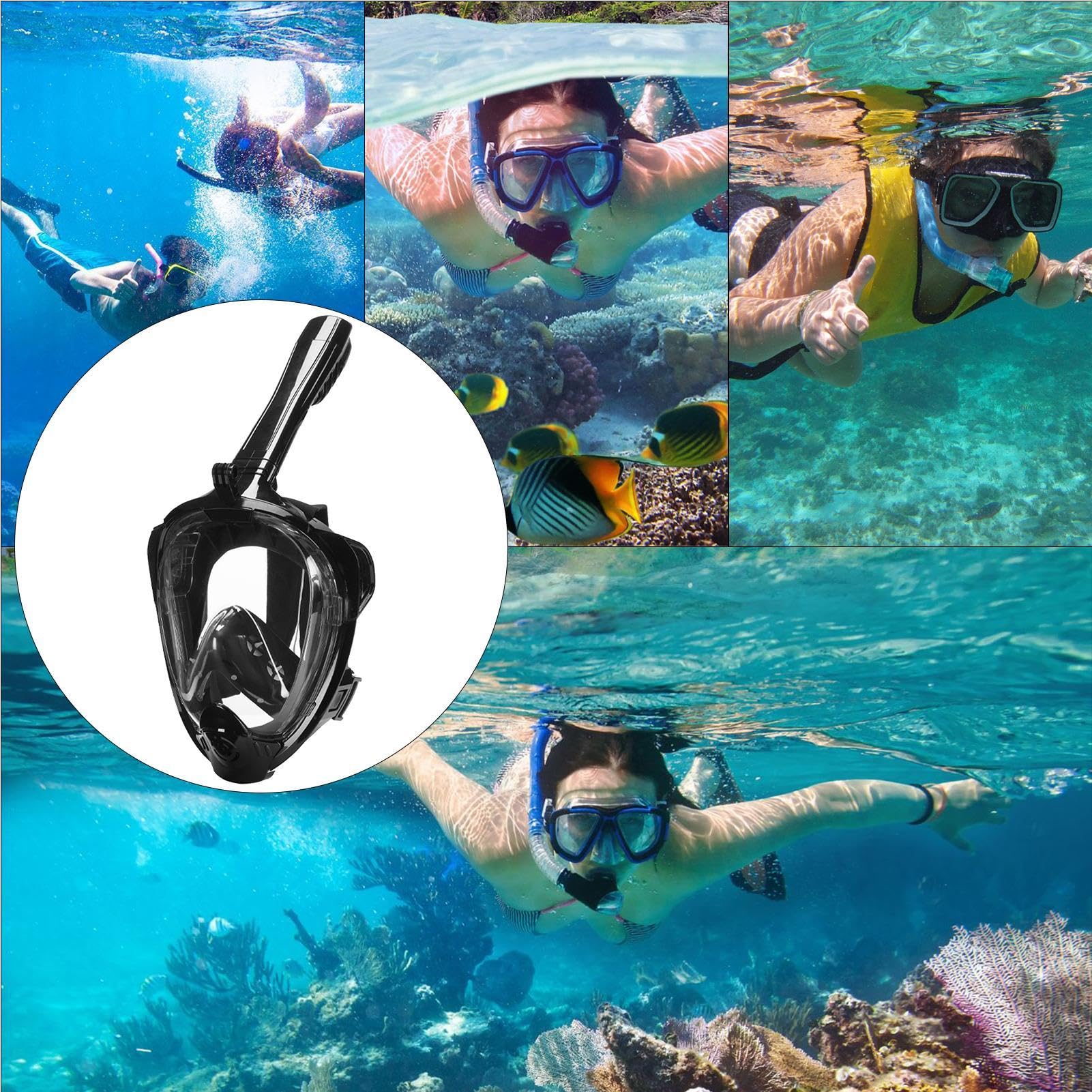 Gafas de buceo para adultos, gafas de buceo para adultos, antivaho, visión panorámica de 180°, gafas de natación, antivaho, a prueba de fugas, gafas de natación de cara completa con cordón