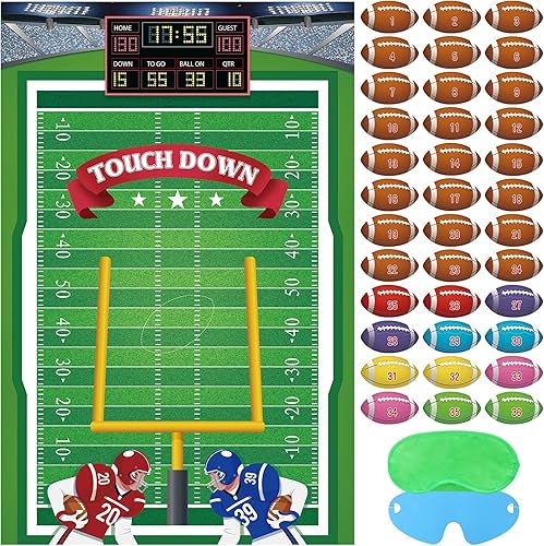 Pin The Football on The Goalpost Juegos de fiesta de fútbol para niños, suministros de fiesta de fútbol para niños, decoraciones de fiesta de