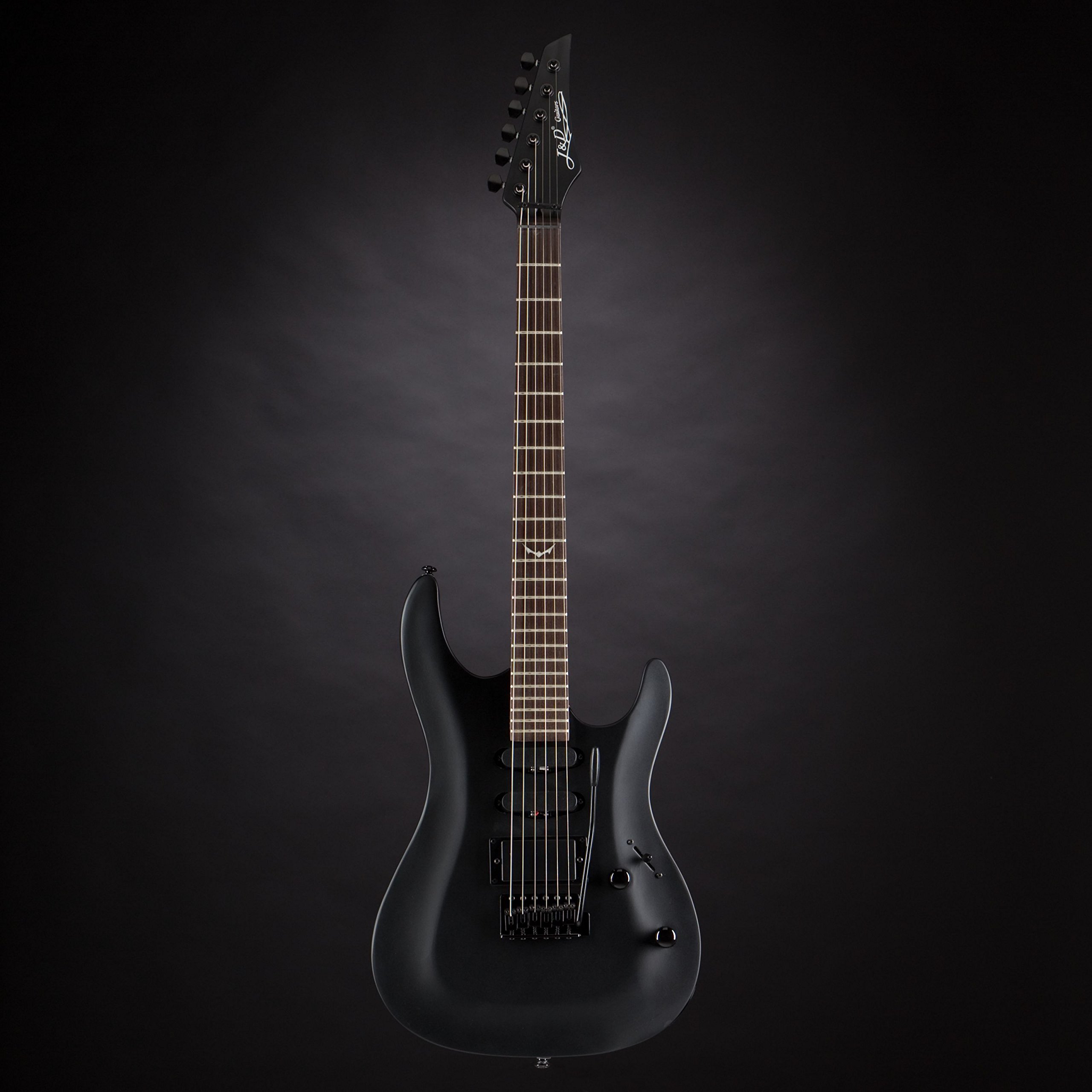 J & D 905 HSS Bat Mark Goth Black E-Gitarre mit HSS-Tonabnehmersetup und Vintage Vibrato