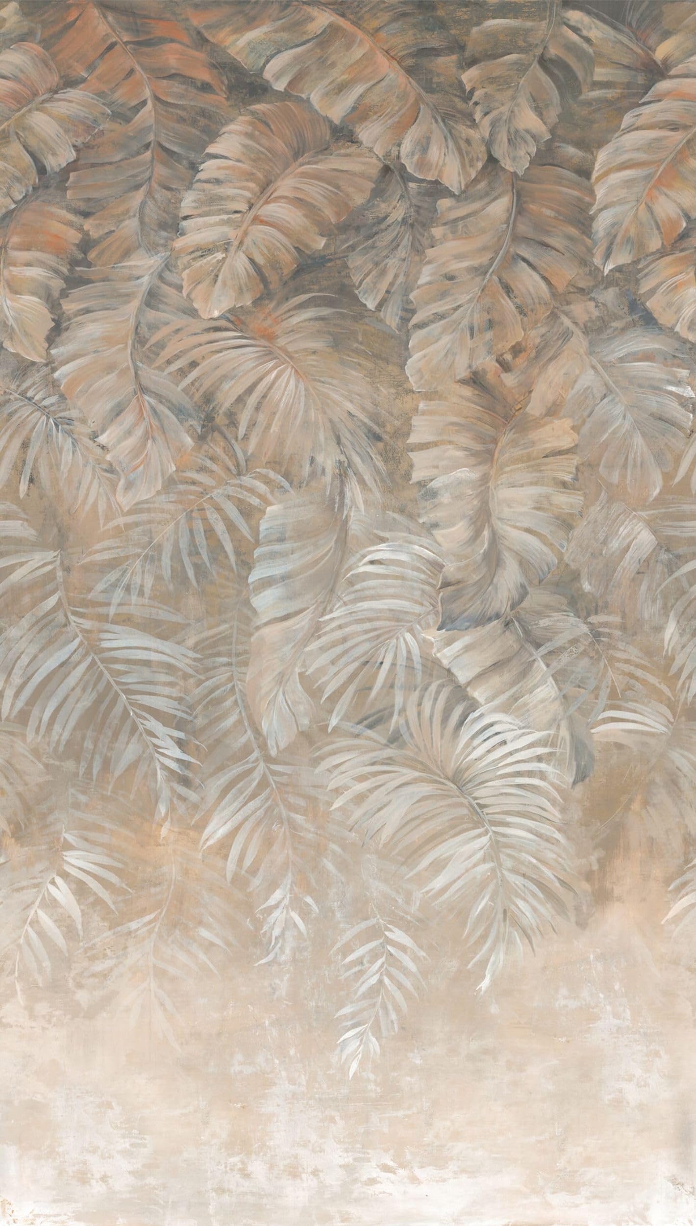 Profhome Papel pintado palmeras 392621-GU papel pintado no tejido marrón gris blanco-crema beige mural fotográfico 0,53 m x 8,80 m / 4,45 m2