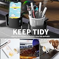 Vista 7 de YYP - Portavasos antiderrames grande para escritorio o mesa, resistente y duradero, fácil de instalar, suficiente para sostener tazas de café