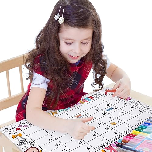 Miniatura 5 de Calendario de pared para colorear 2024 para niños, 11.6 x 17 pulgadas, calendario de 12 meses sin fecha para el hogar o el aula, seguimiento de