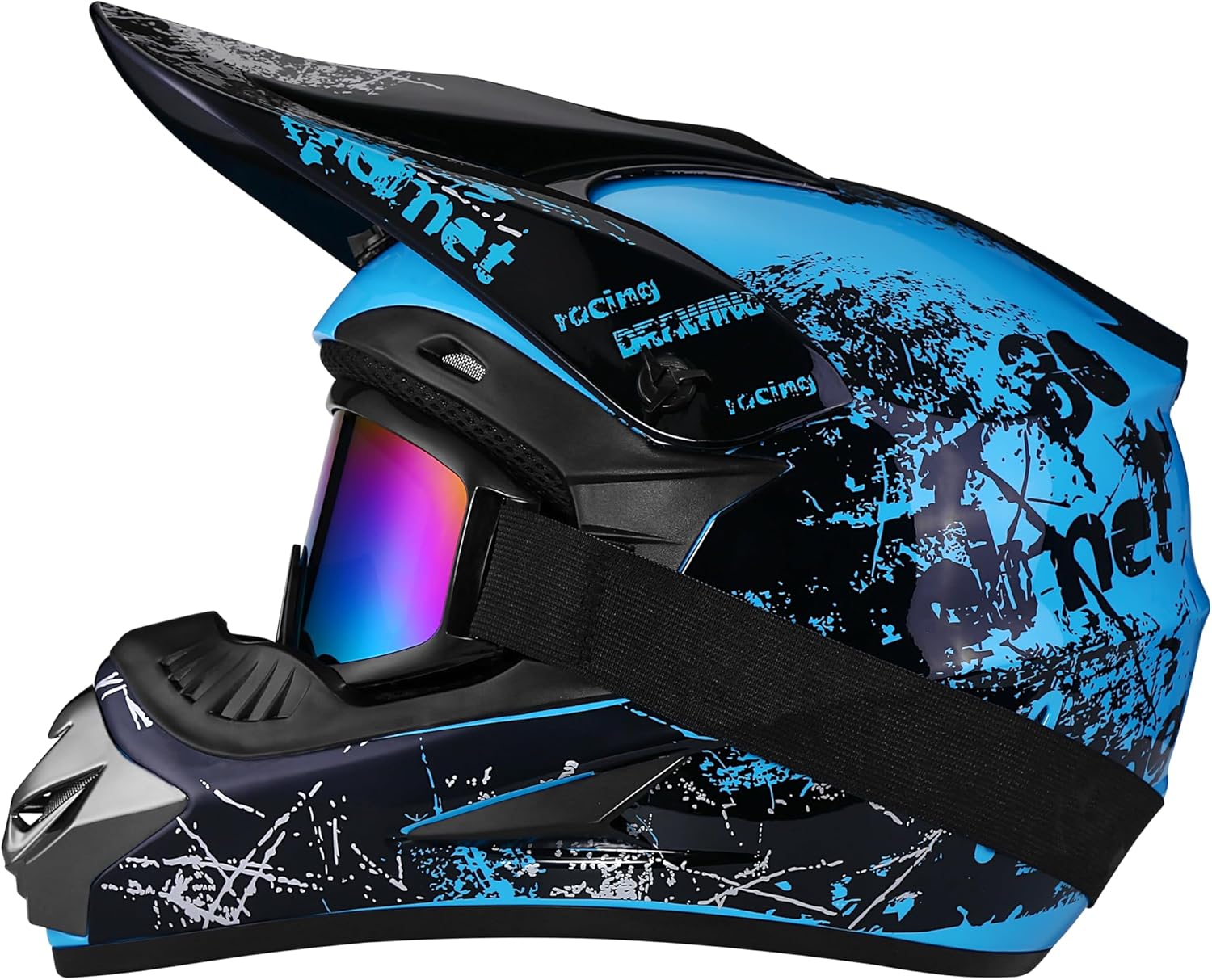 Full Face Dirt Bike Helmet DOT Certified - Complete Adult ATV Helmet Kit with Goggles, Gloves & Mask, Adjustable Visor, Quick Release