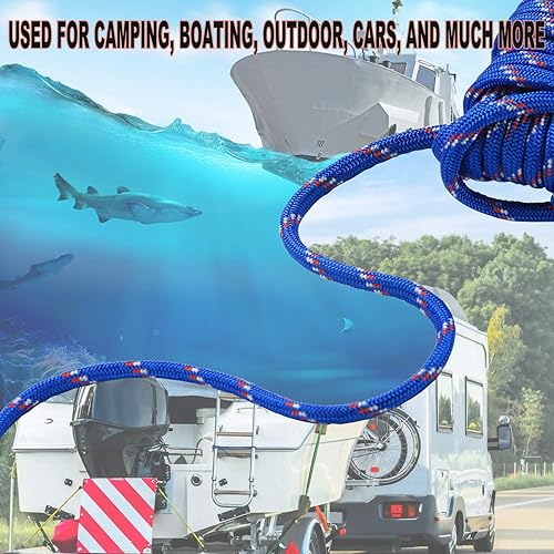 Miniatura 7 de Wellmax Cuerda de nailon trenzado de diamante, 38 pulgadas por 50 pies, color azul, extra fuerte, resistente a la luz solar y a la intemperie,