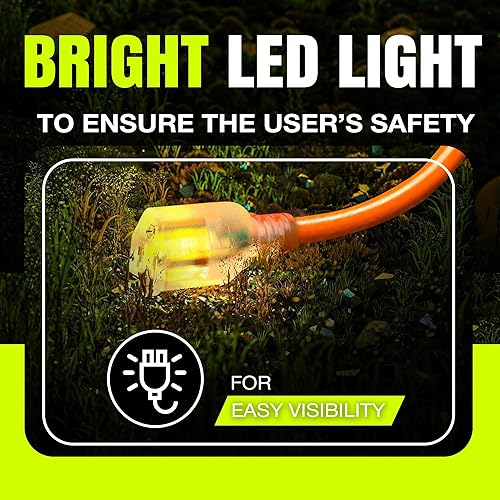 Miniatura 2 de Cable de extensión de 75 pies para exterioresinteriores, calibre 163, resistente, 3 puntas, SJTW, impermeable, certificación ETL, cable de