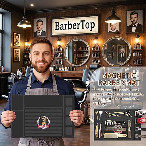 Miniatura 8 de Tapete magnético de peluquero para cortaúñas y herramientas, almohadilla antideslizante flexible con tira magnética | Organizador de estilista para