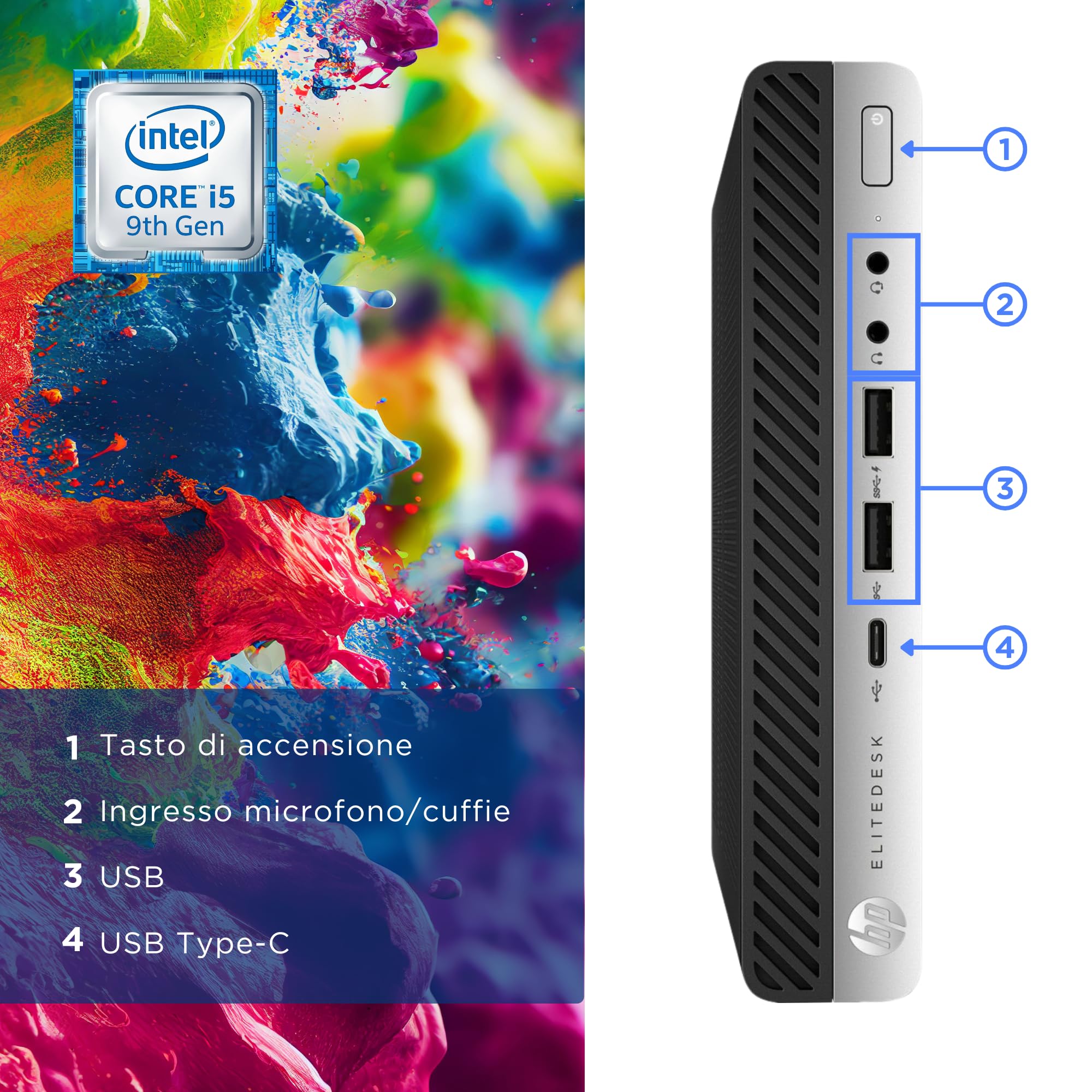 HP EliteDesk 800 G5 Mini Intel i5-9500T 6Core 2.20GHz RAM 16Go SSD 512Go - Desktop Tiny Prêt à l'emploi avec Windows 11 - Clé WiFi Gratuite (Reconditionné)