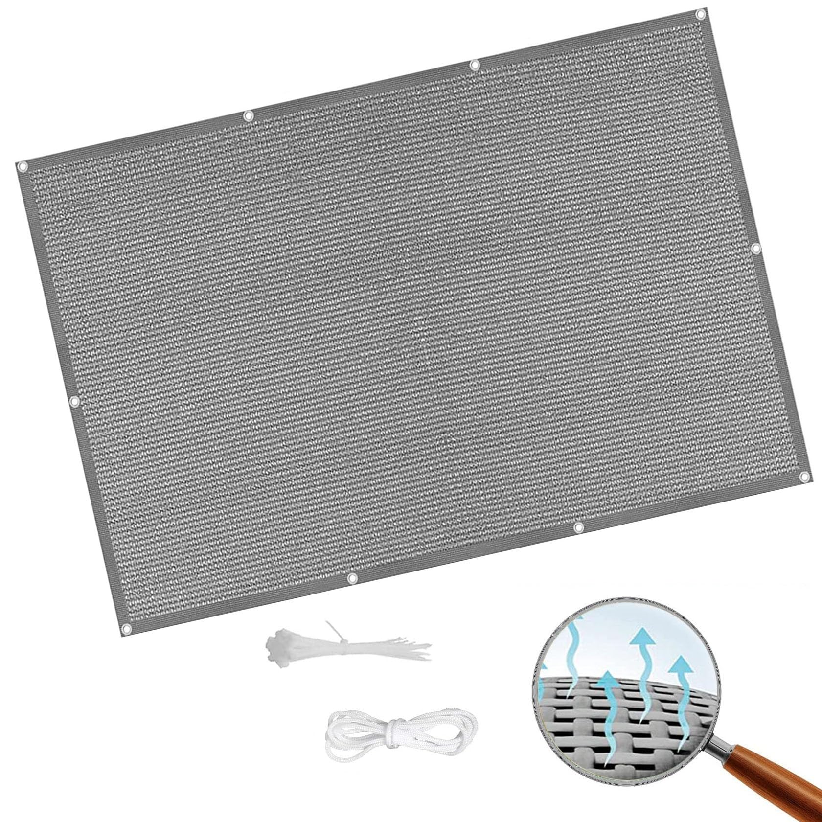 Toile ombrage respirant rectangulaire 1.5x10 m filet anti UV extérieur gris