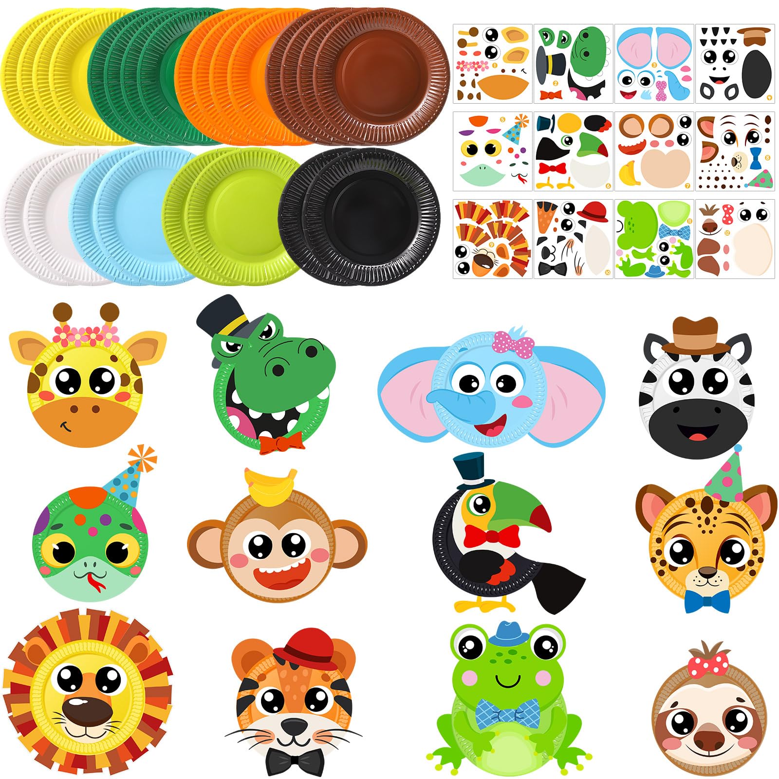 Funnymoom 24 Pcs Valentine's Day Plate Craft Kits Animal Arts Crafts Gift Valentine's Unicorn DIY Craft for Boys Girls Preschool Party Classroom DIY