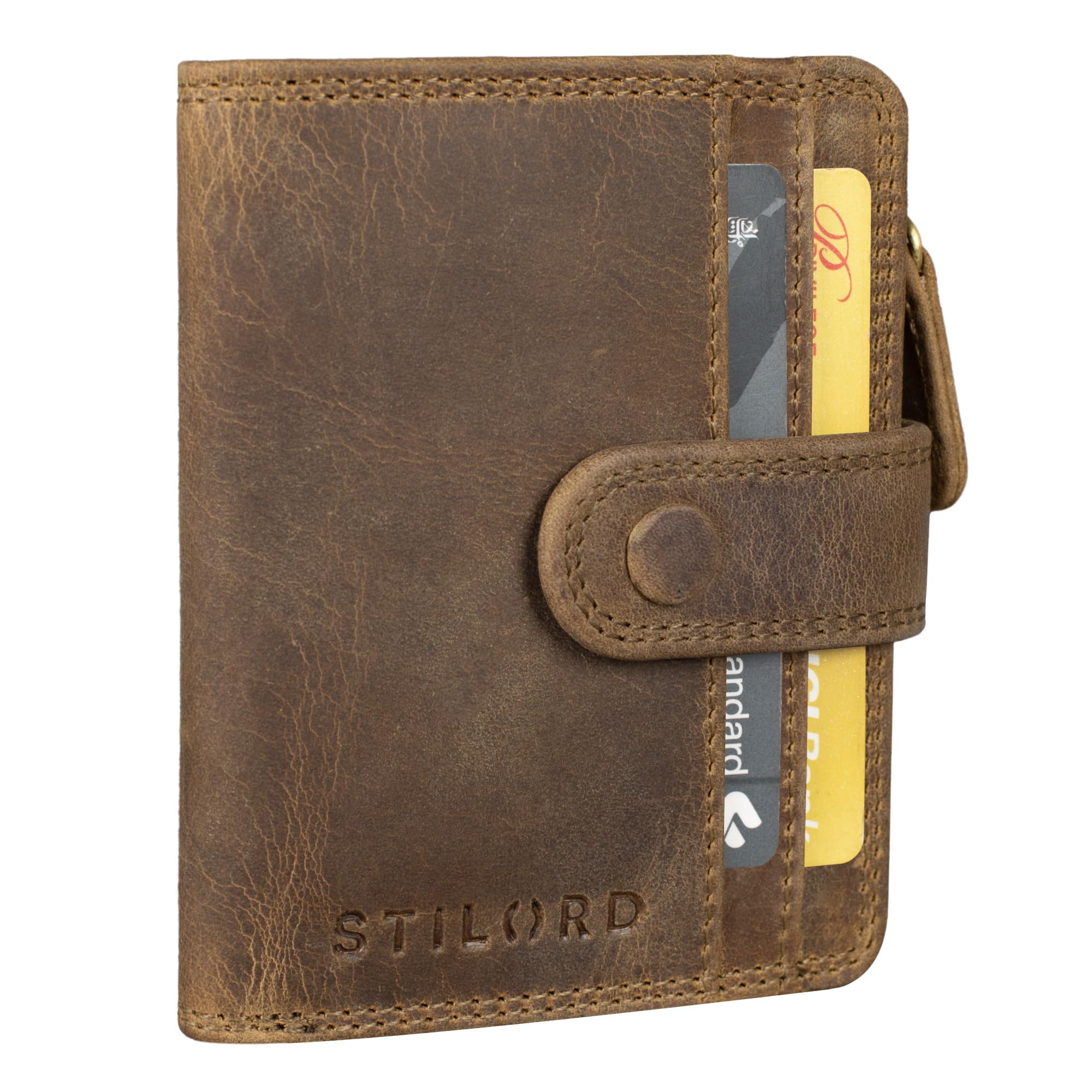 STILORD "Beckett Mini Portefeuille Hommes Cuir RFID et NFC Porte-Carte Porte-Monnaie Portefeuille Cuir Véritable Couleur:Marron Moyen