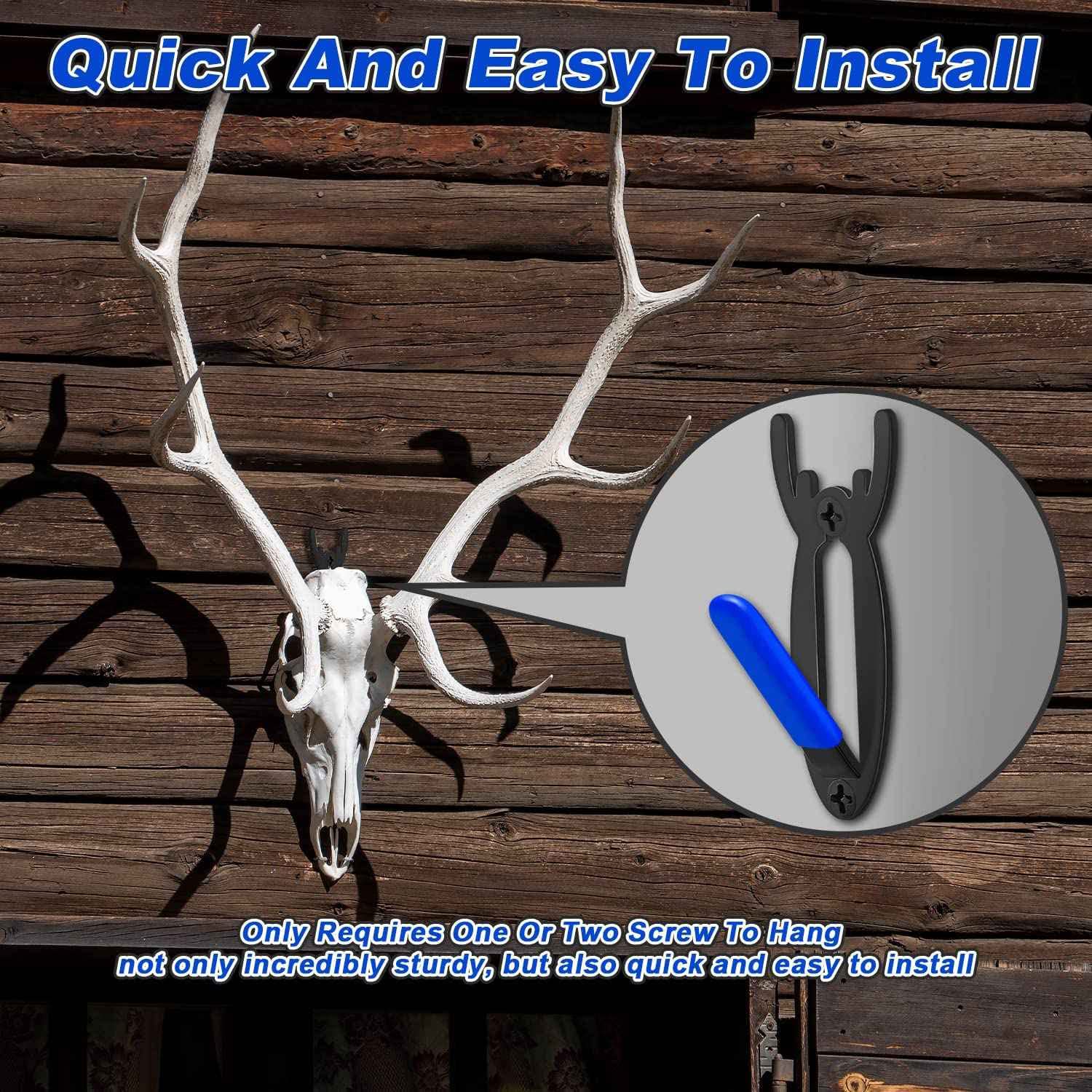 Fxndknjks 12 Europese Herten Schedel Wall Mount Hanger Heavy Duty Europese Mount Schedel Hanger Zwart & Blauw