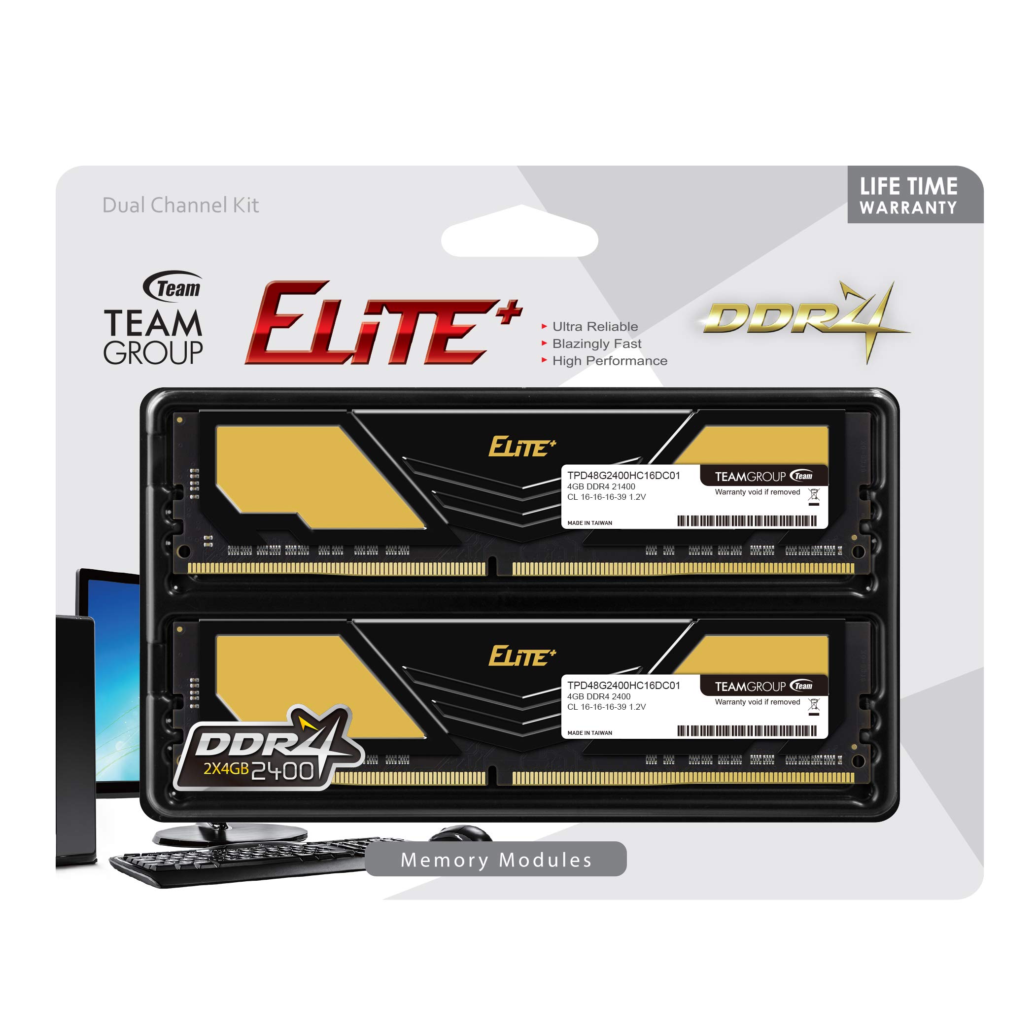 TEAMGROUP Elite Plus DDR4 8GB Kit (2x4GB) 2400MHz PC4-19200 CL16