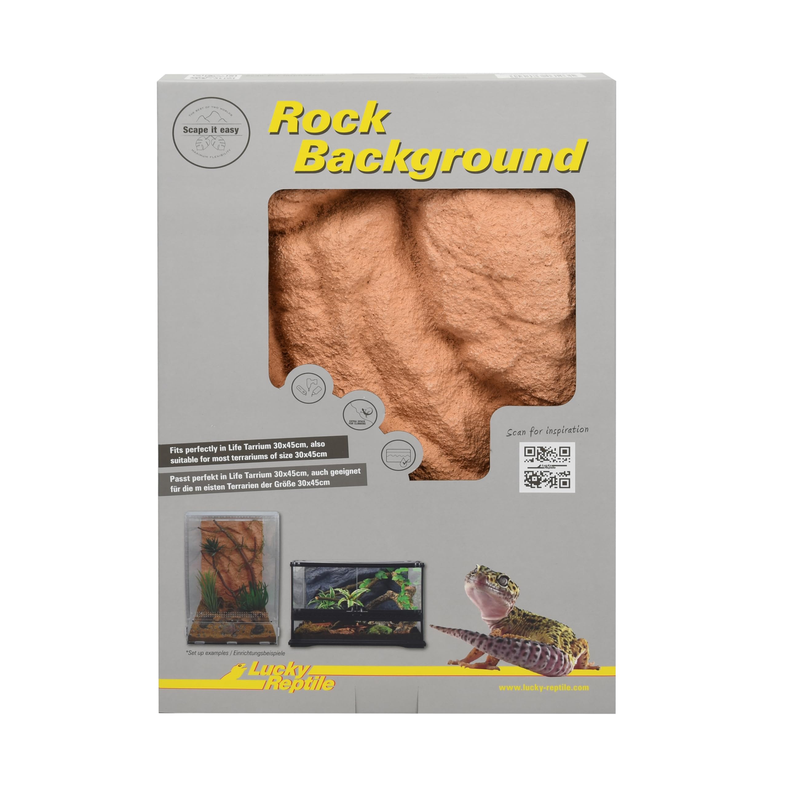 Lucky Reptile Rock Background Scape it Easy Outback Red, 28 x 43 cm, Apto para LifeTarrium 30 x 45