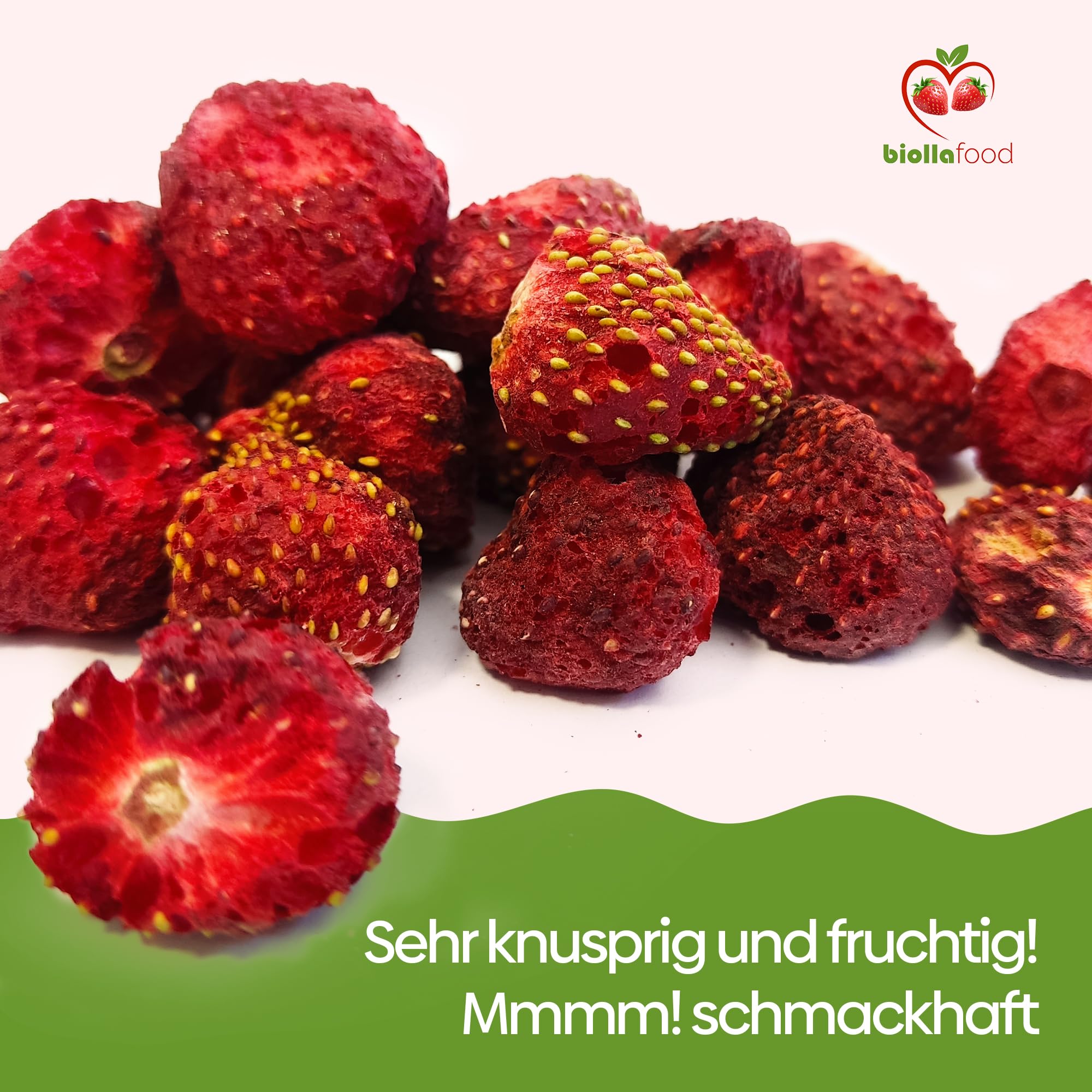 biolla food getrocknete ganze WALD-Erdbeeren, 0,5 kg, frische Ernte, 100% natur. Besonders viele Vitamine und Minearlien. Ideal für Smoothies, Müsli oder zum Tee. Auch als Knabberzeug sehr gesund!