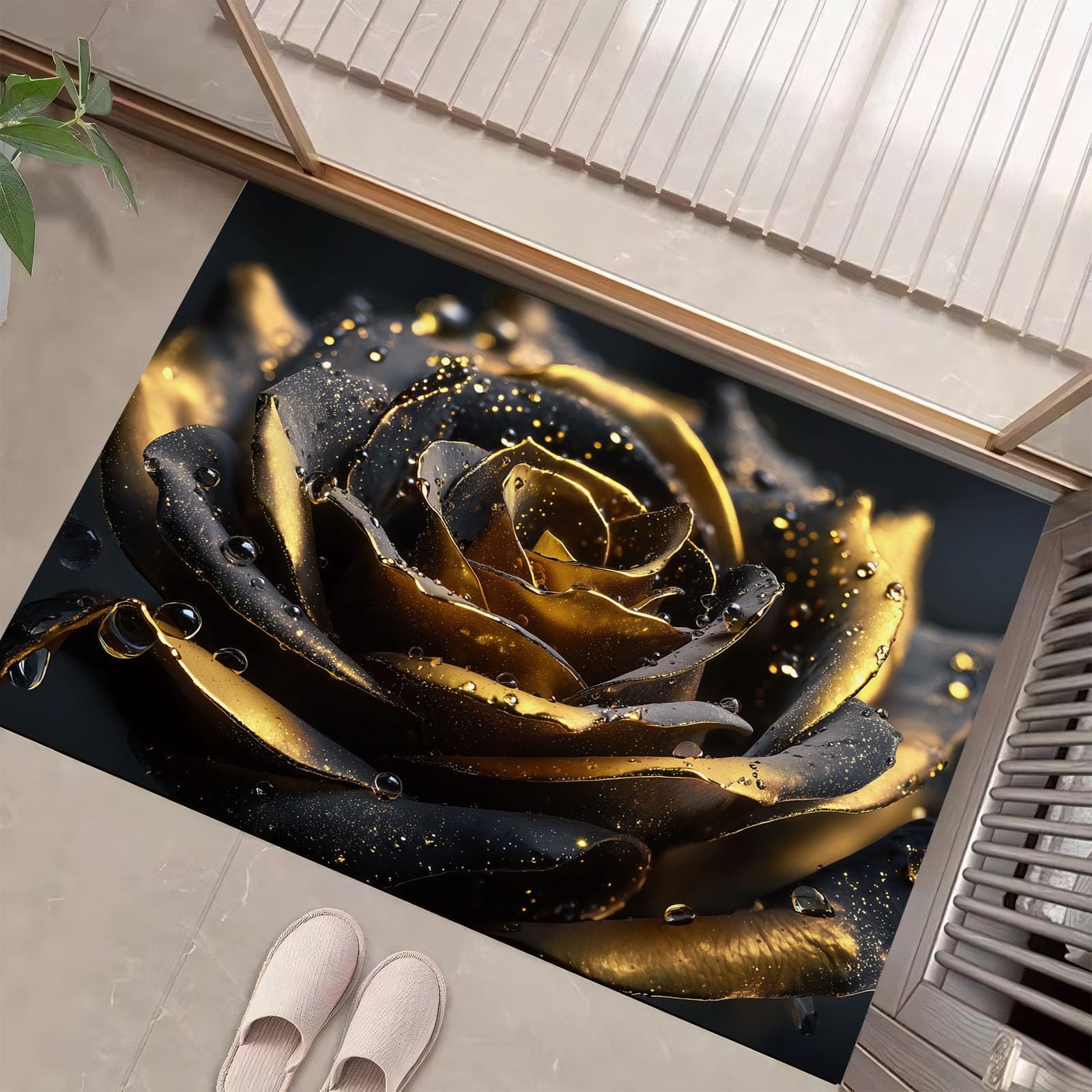 Tapis de sol rose gothique mystérieuse paillasson antidérapant facile à nettoyer