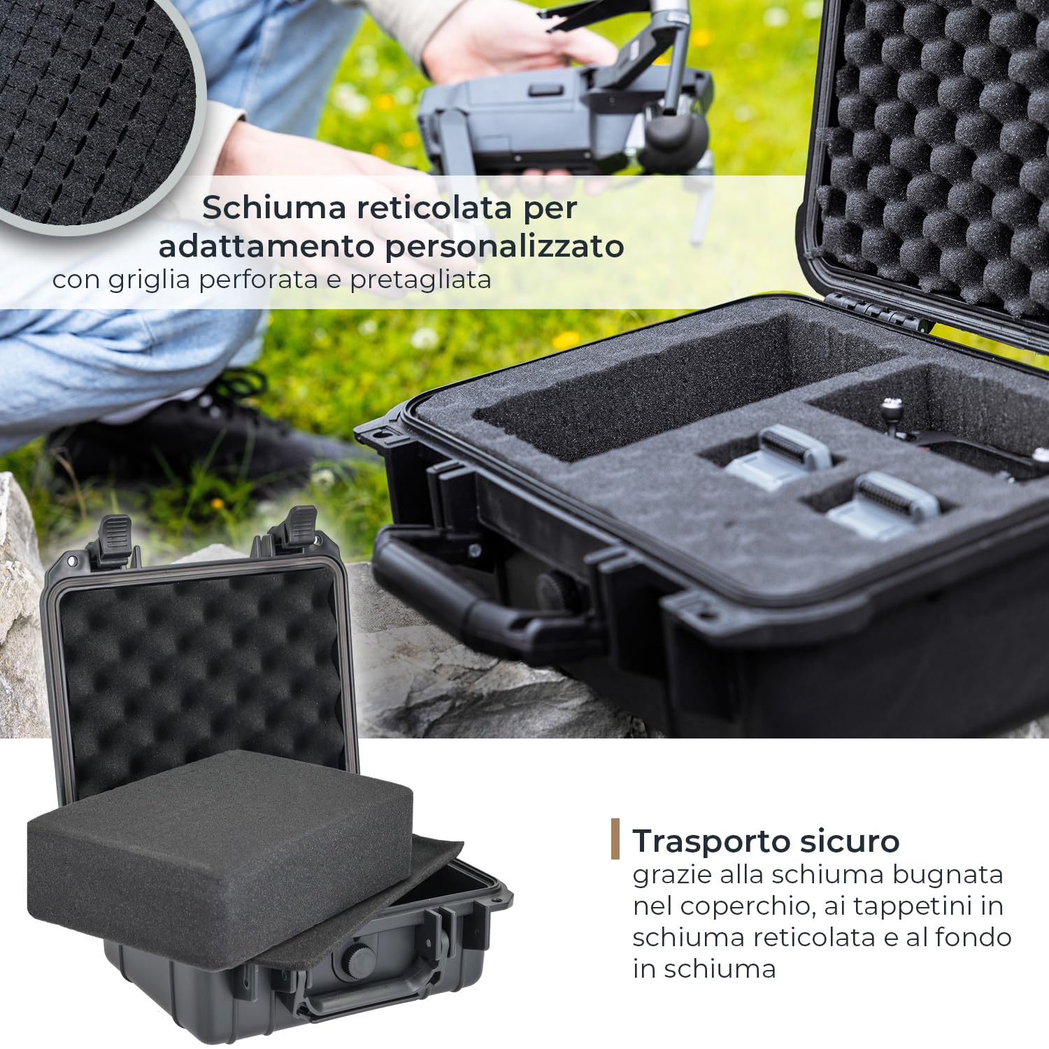 HMF Valigetta Fotografica Outdoor Custodia Rigida 27 x 24,5 x 13 cm