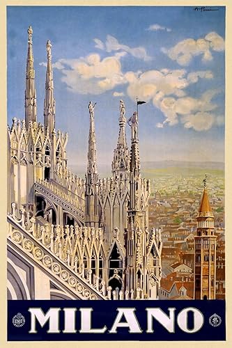 Magnet Milan Italy - Hoja magnética de vinilo con imán de viaje italiano de los años 20 para taquillas, coches, carteles, refrigerador de 5 pulgadas