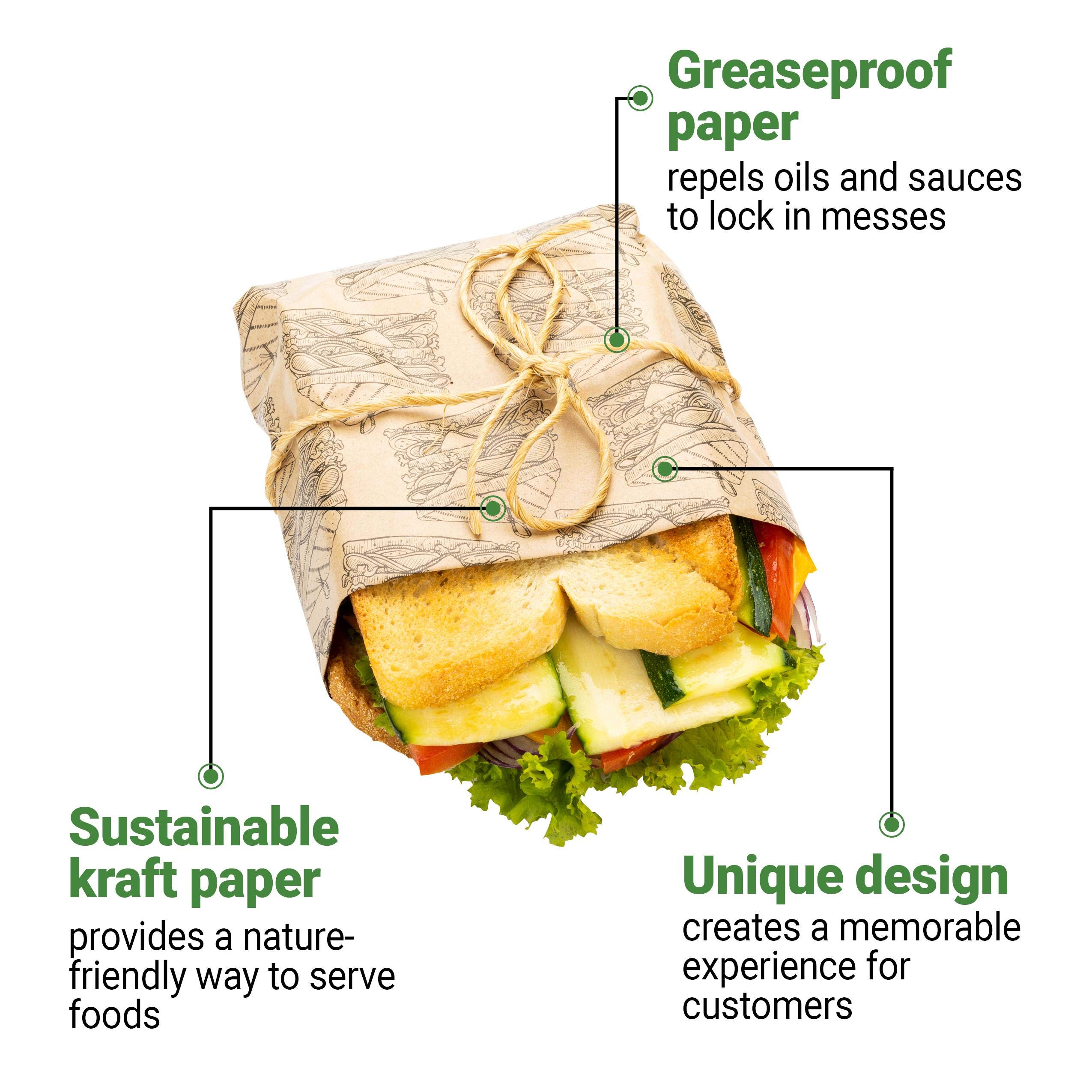 Buy 12 Inch Deli Papers, 200 Triple Decker Sandwich Wrapping Papers