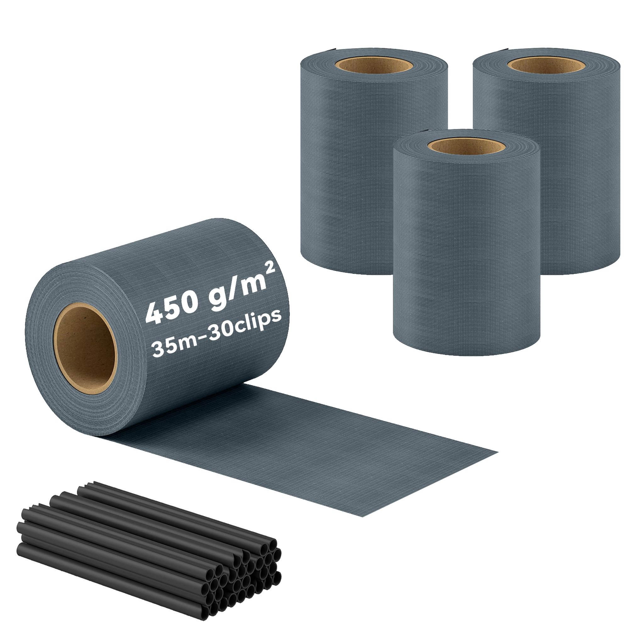Outsunny Brise-Vue PVC Rouleau Occultant 140m 450g/m² 120 Clips Gris