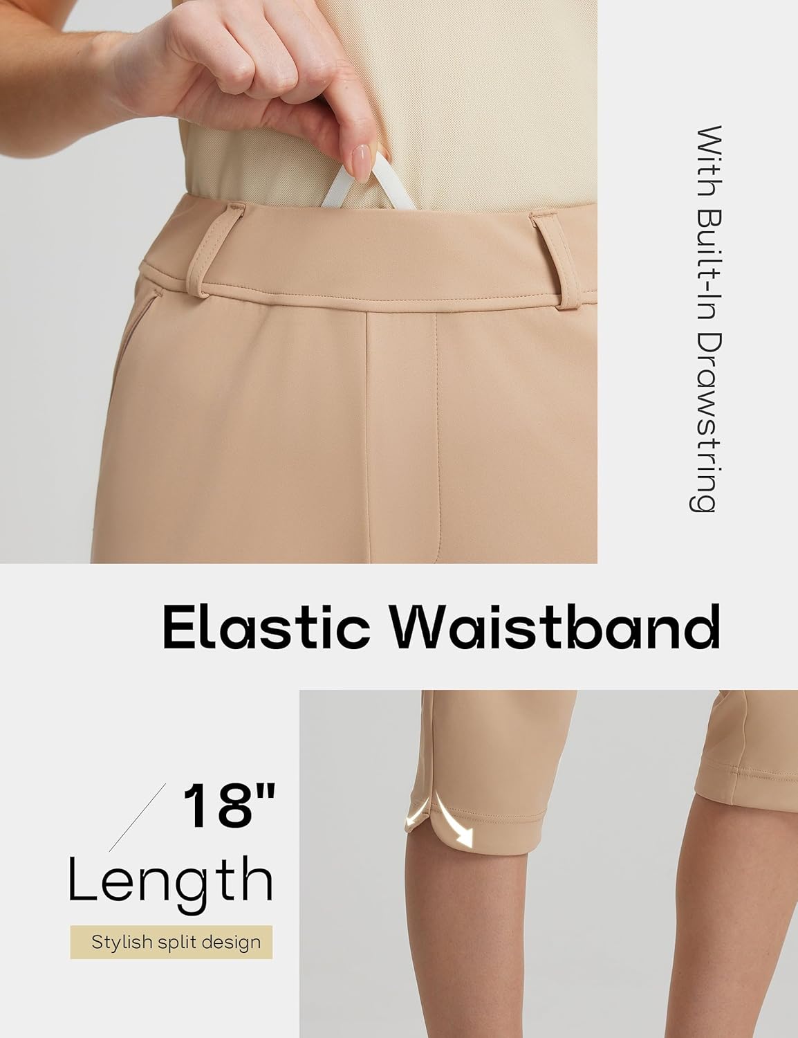 FitsT4 Sports Women 18" Golf Capris High Waist Stretch Hiking Capri Pants with Pockets Work Casual
